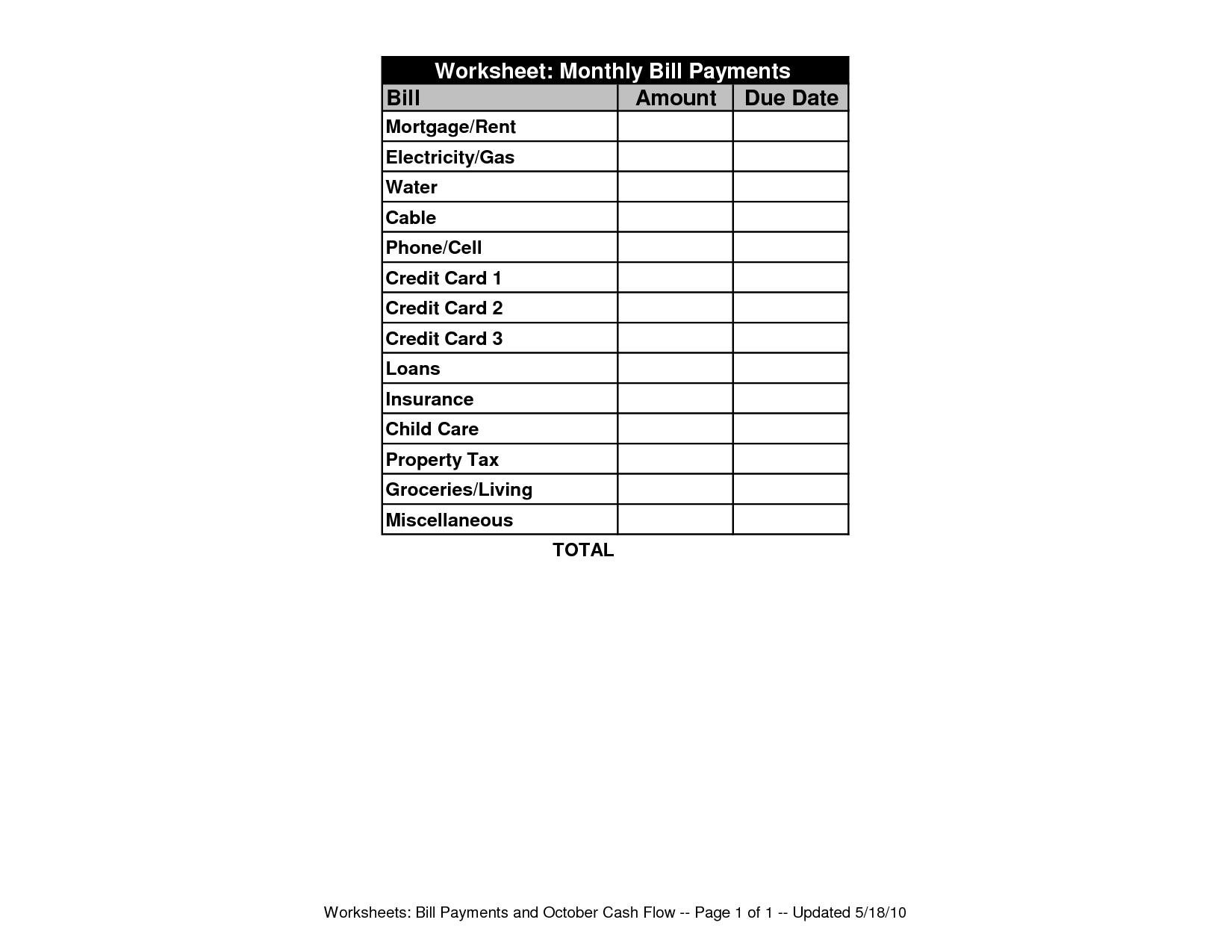 12 Best Images Of Bill Paying Worksheet Microsoft Word Worksheeto