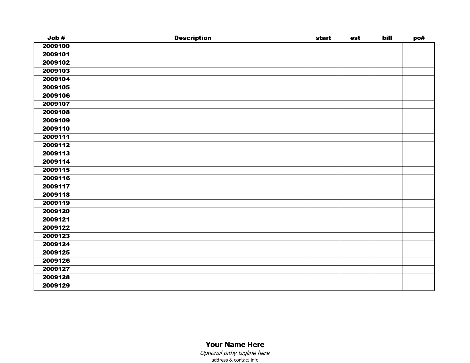 Monthly Bill Spreadsheet Template