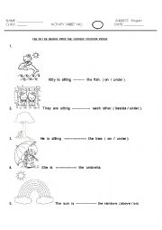 Positional Words Worksheet