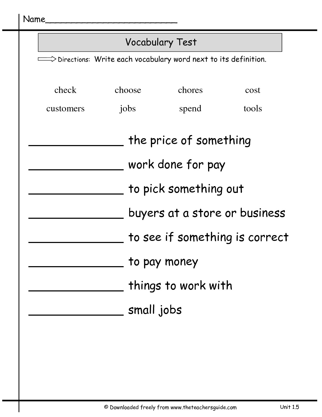 11 Vocabulary Word And Definition Worksheet Worksheeto