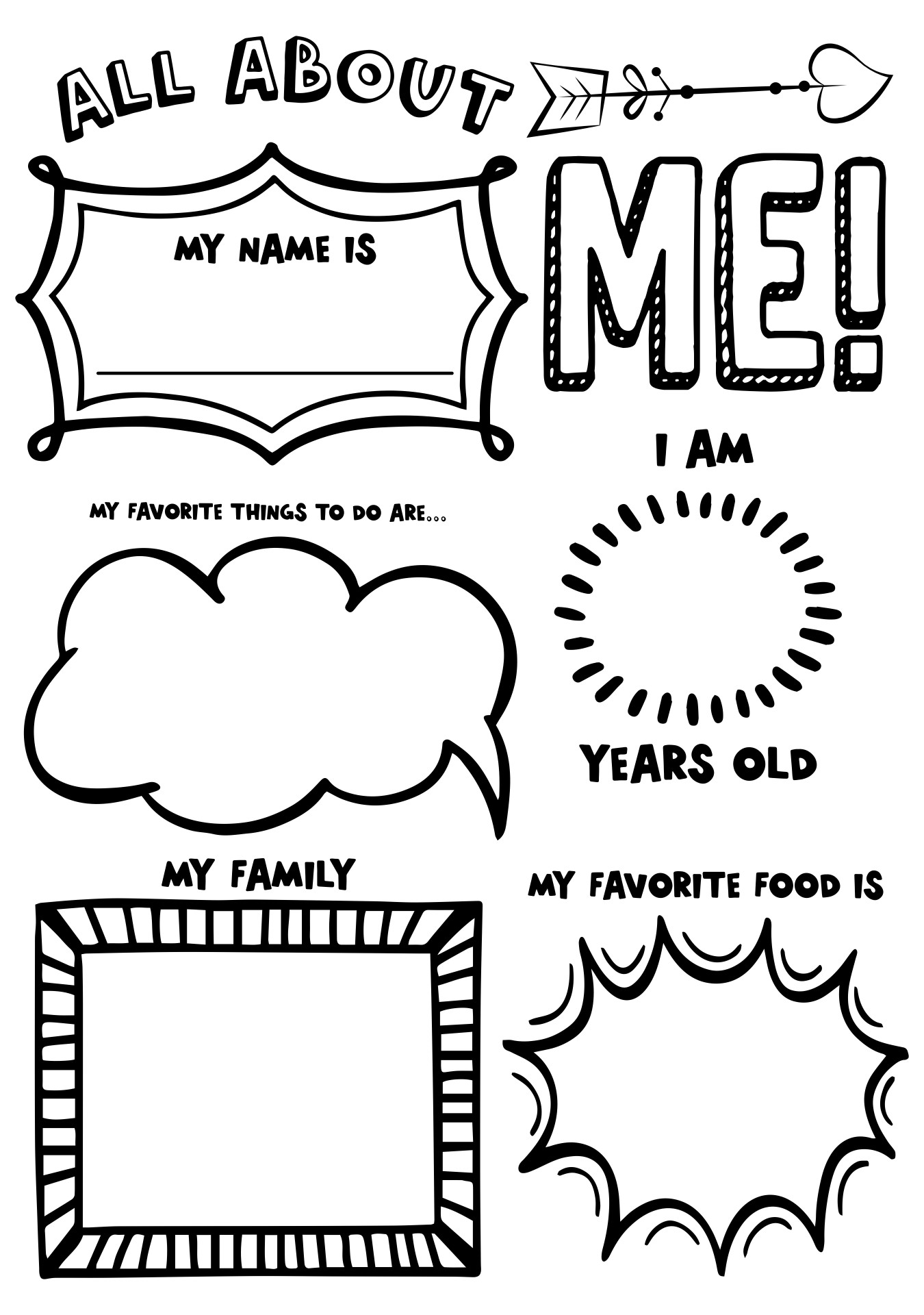 All About Me Bio Sheets For Children