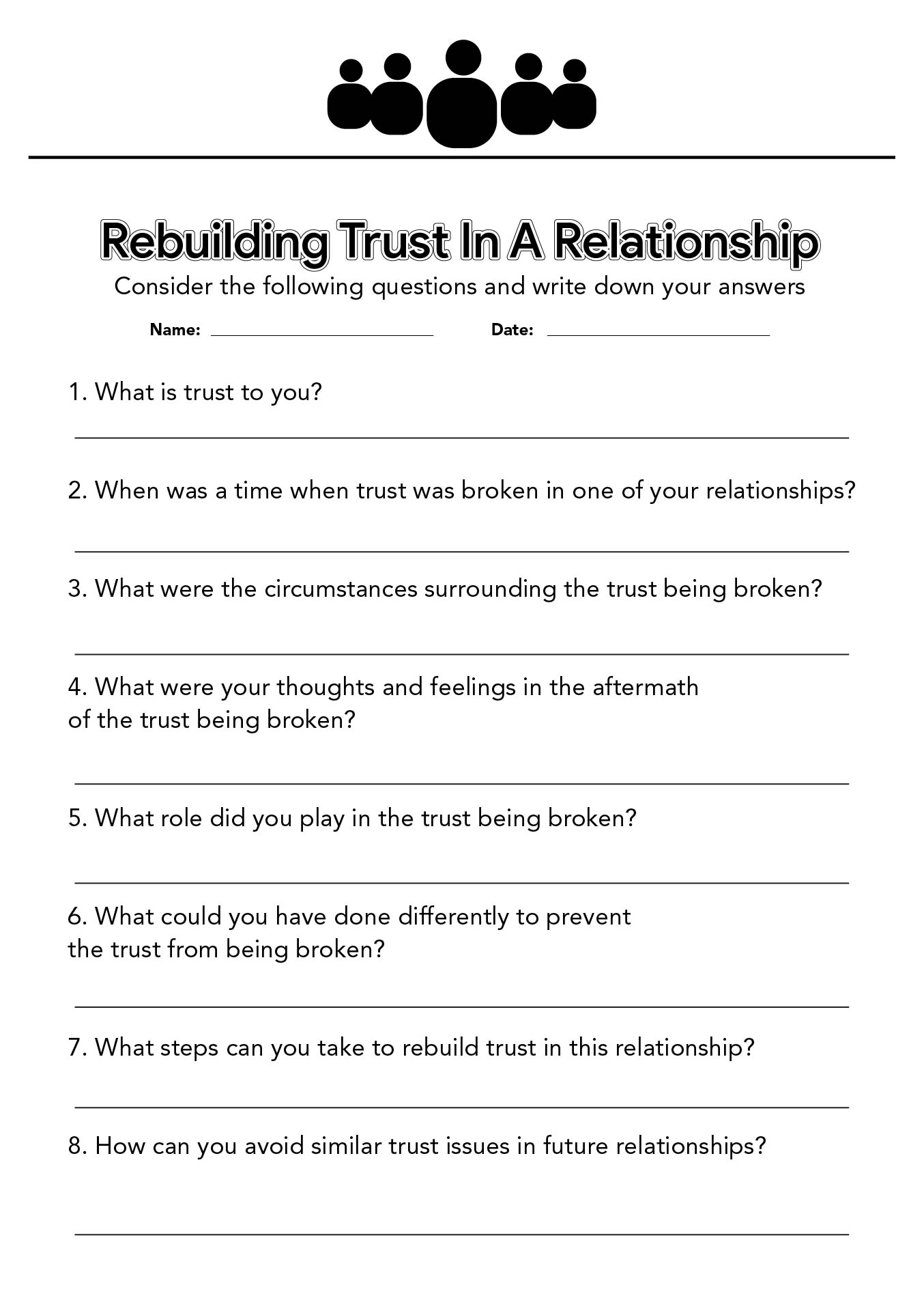 Building Trust Worksheets for Families