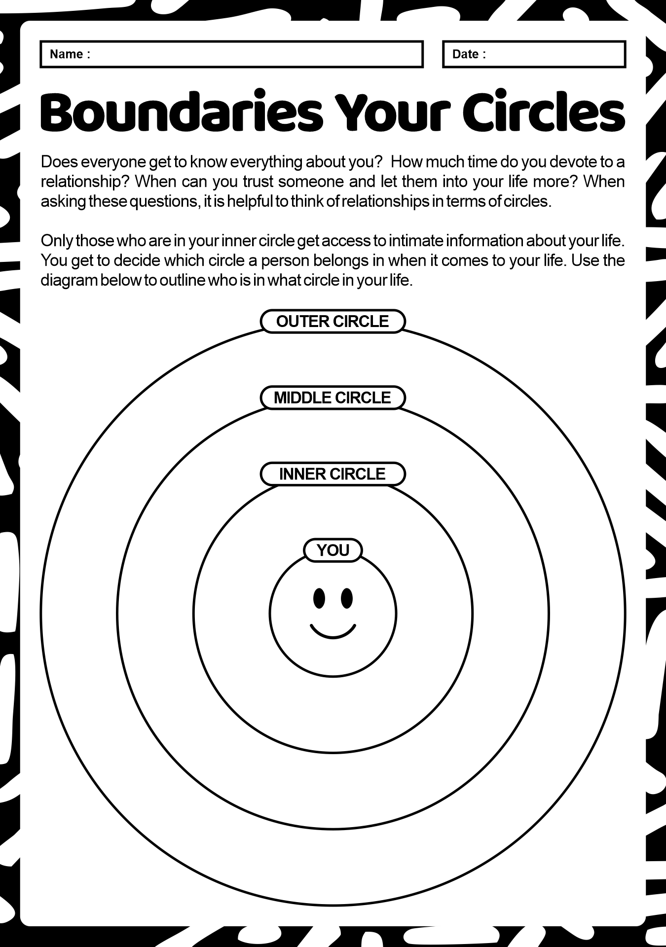 Inner Circle and Outer Circle Relationships Worksheet