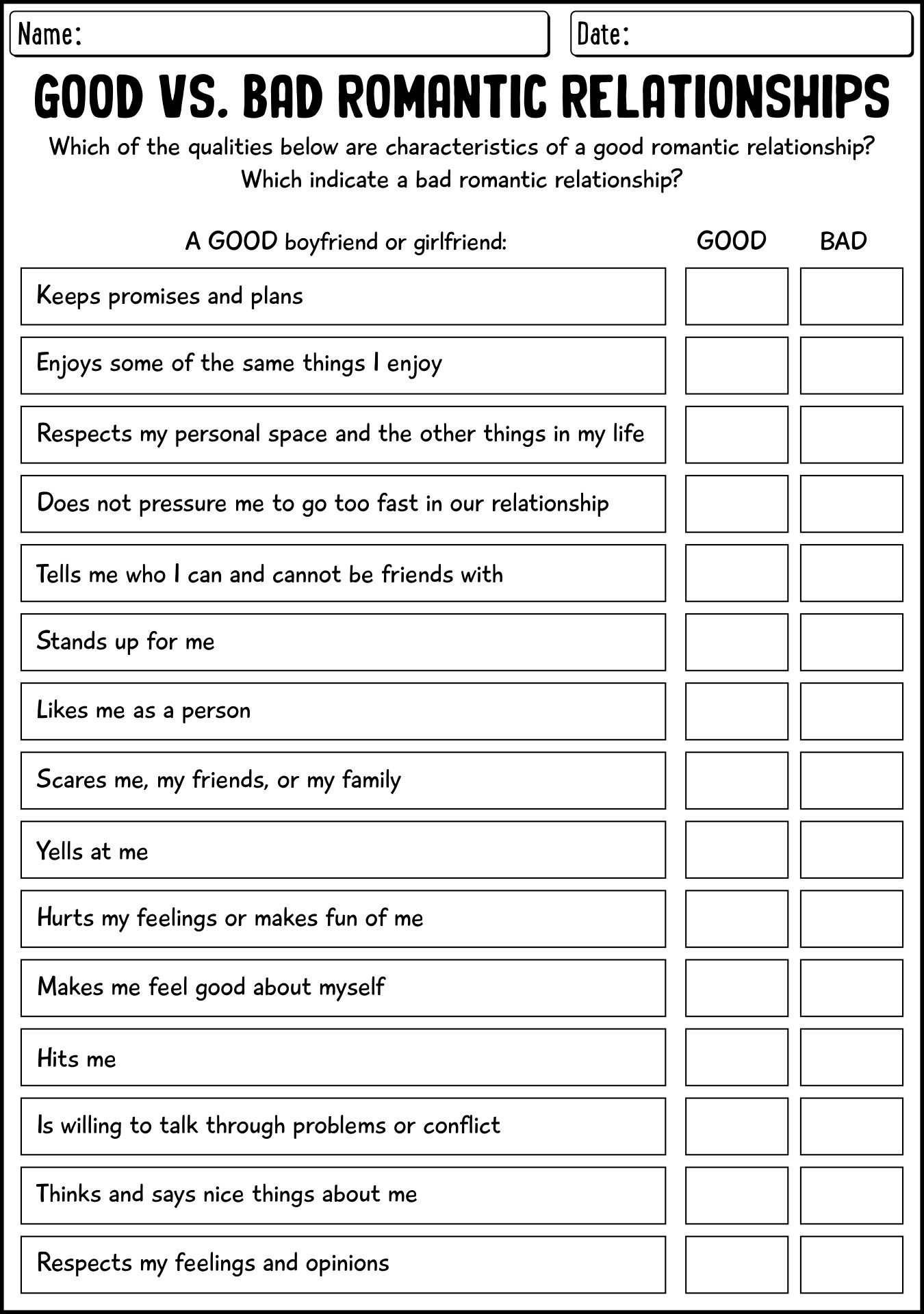 Love And Respect Relationship Exercises Printable