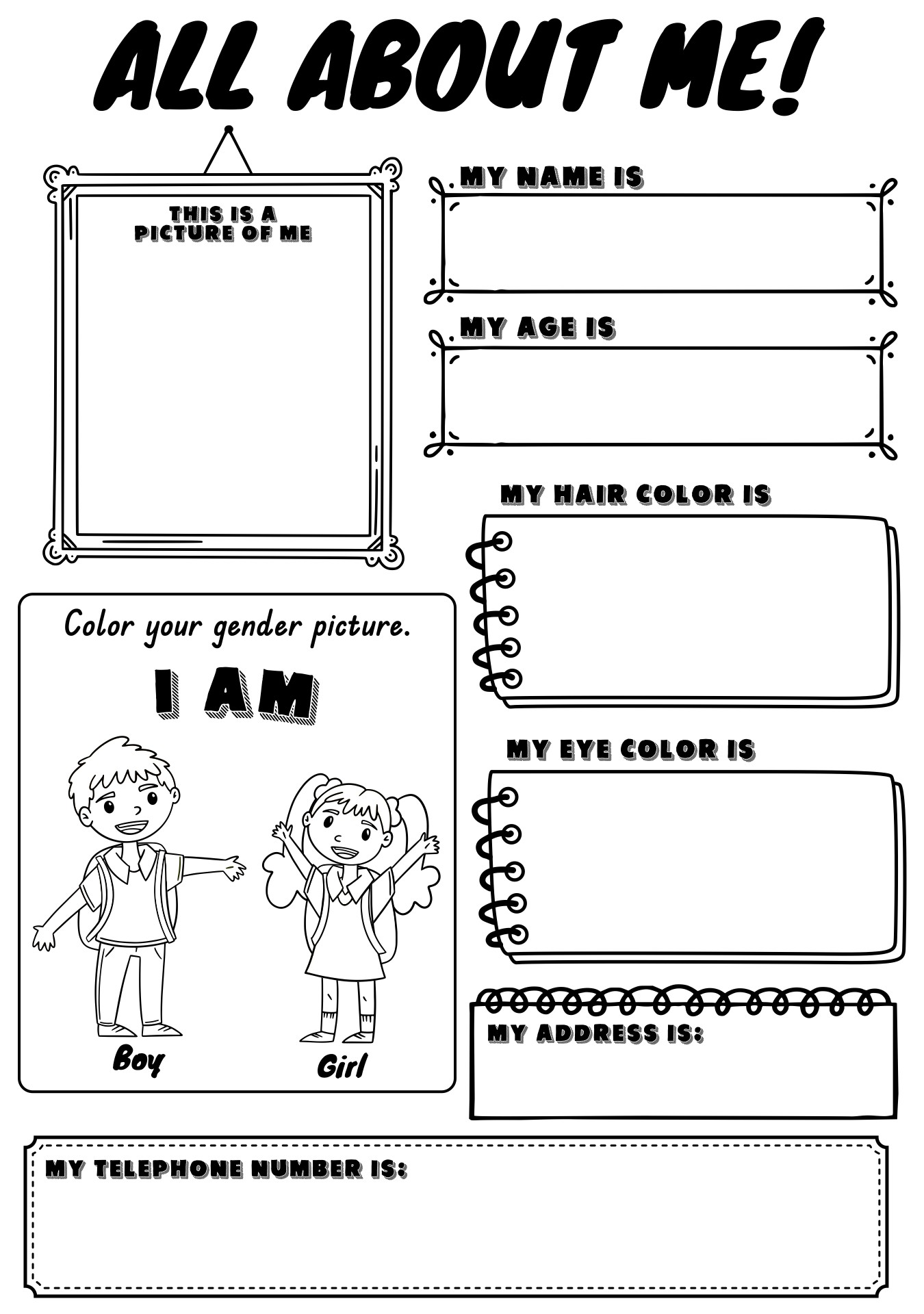 My Details Worksheets for Young Learners