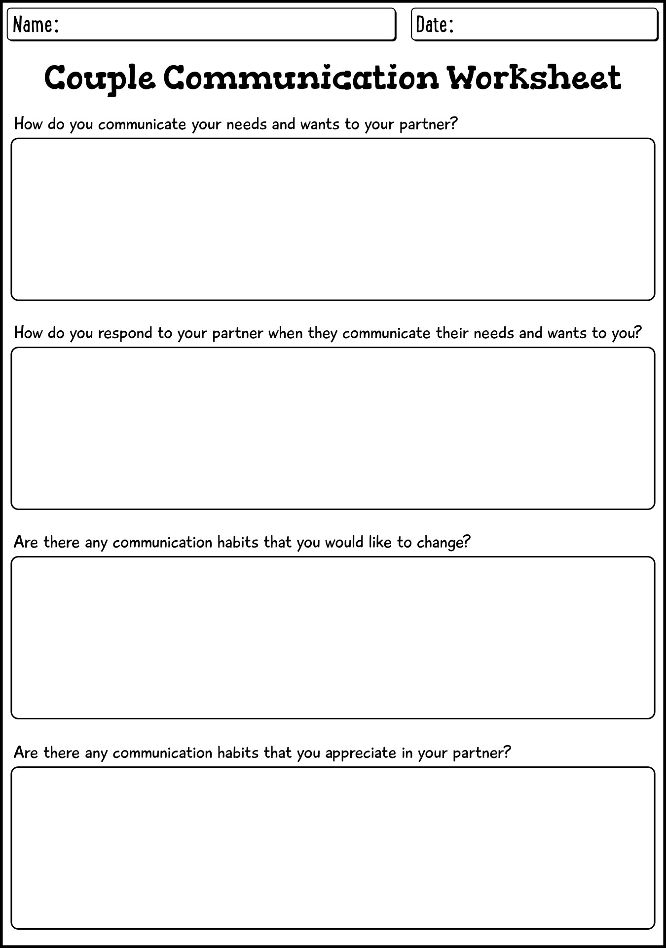 Printable Communication Skills Worksheets For Couples