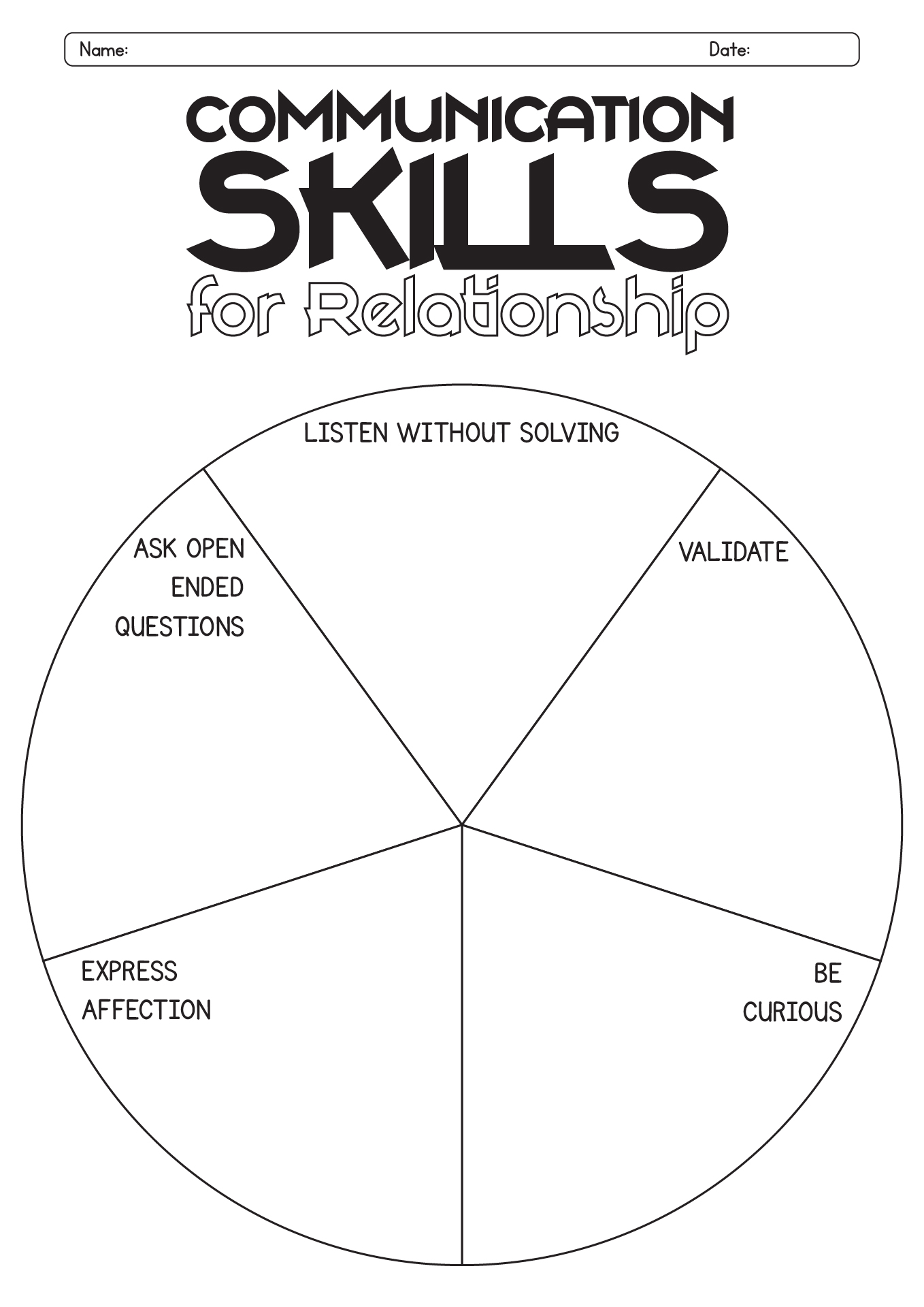 Relationship Circles Worksheet For Communication Skills