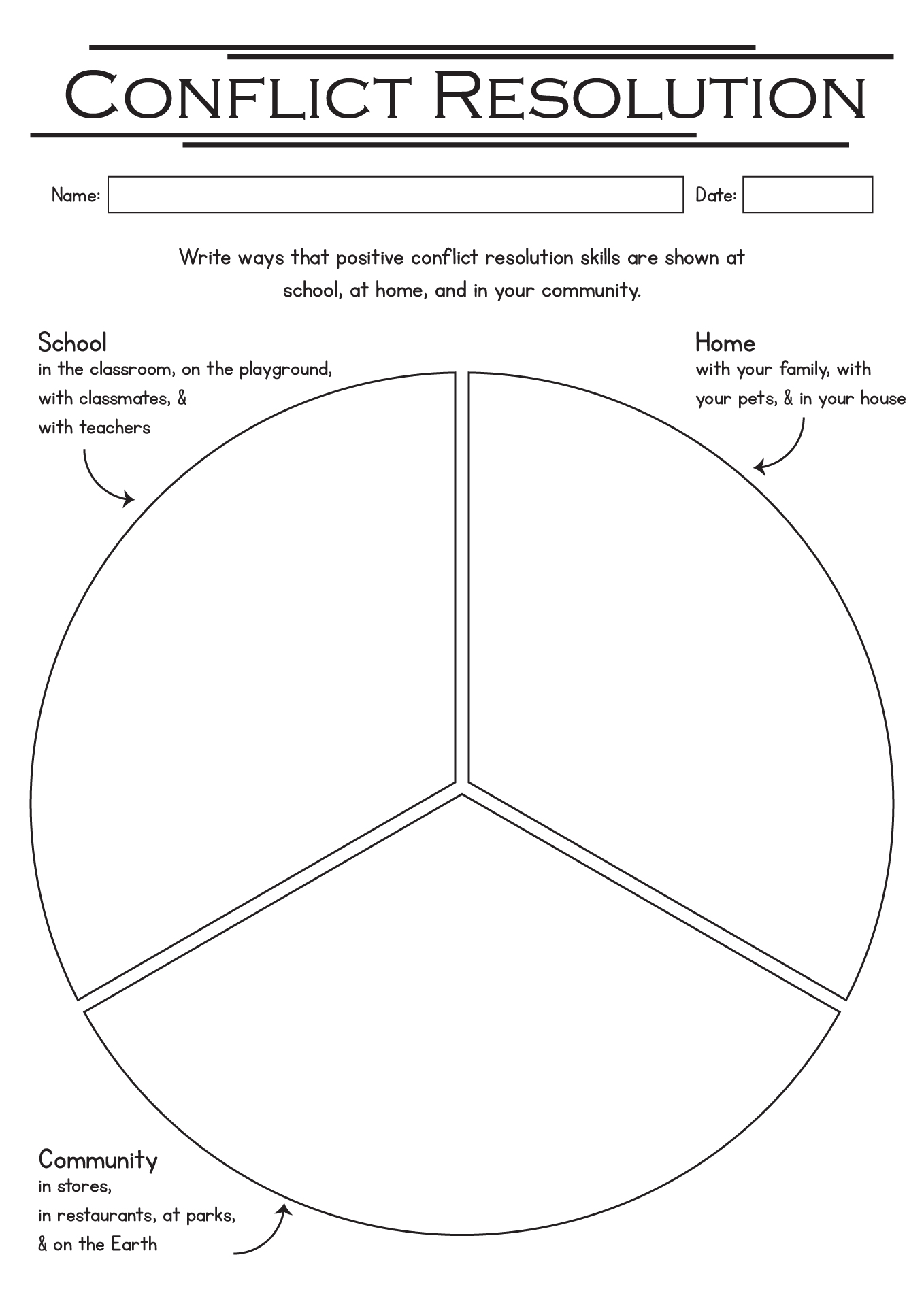 Relationship Circles Worksheet For Conflict Resolution