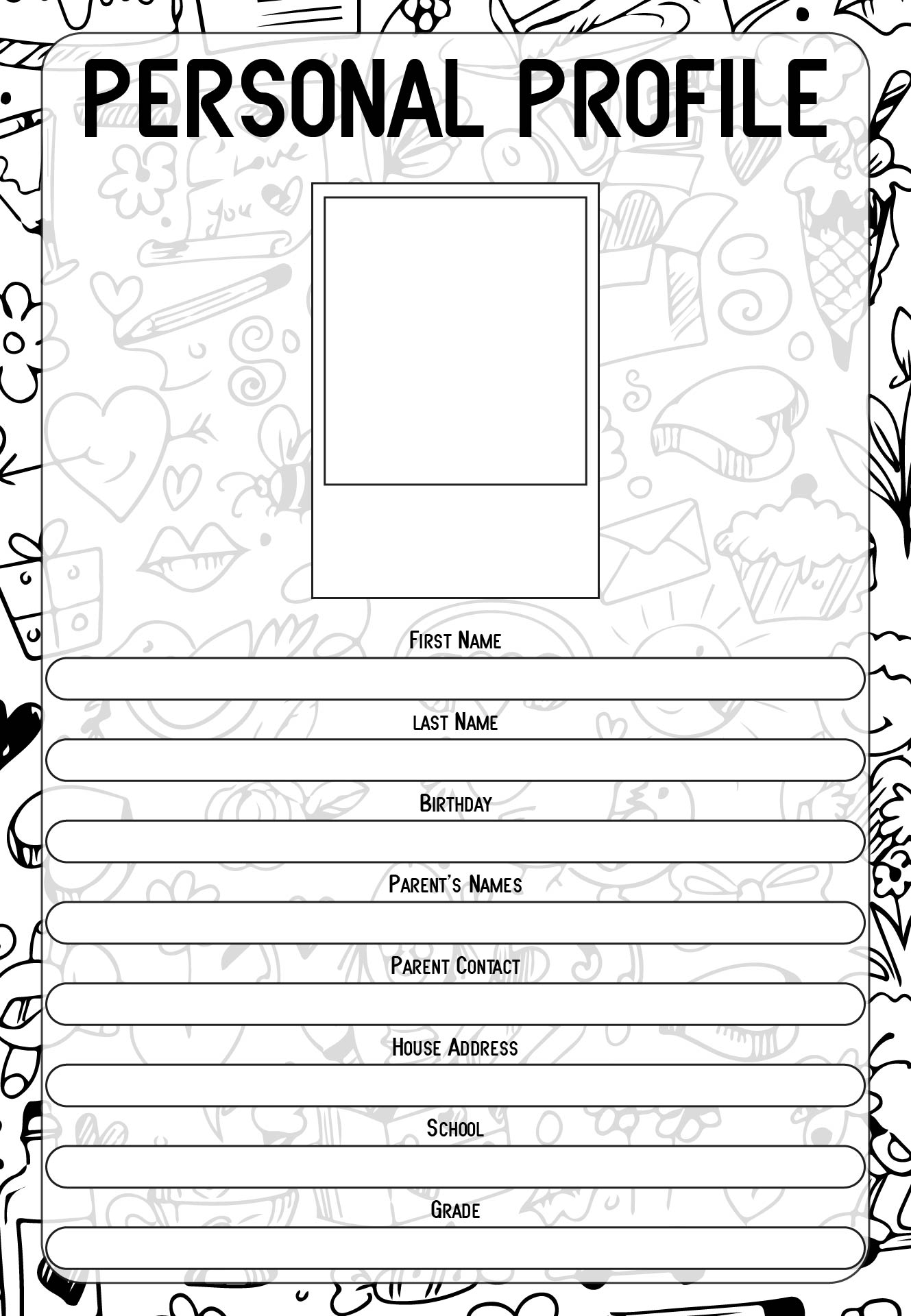 Self Profile Worksheets for Elementary Students