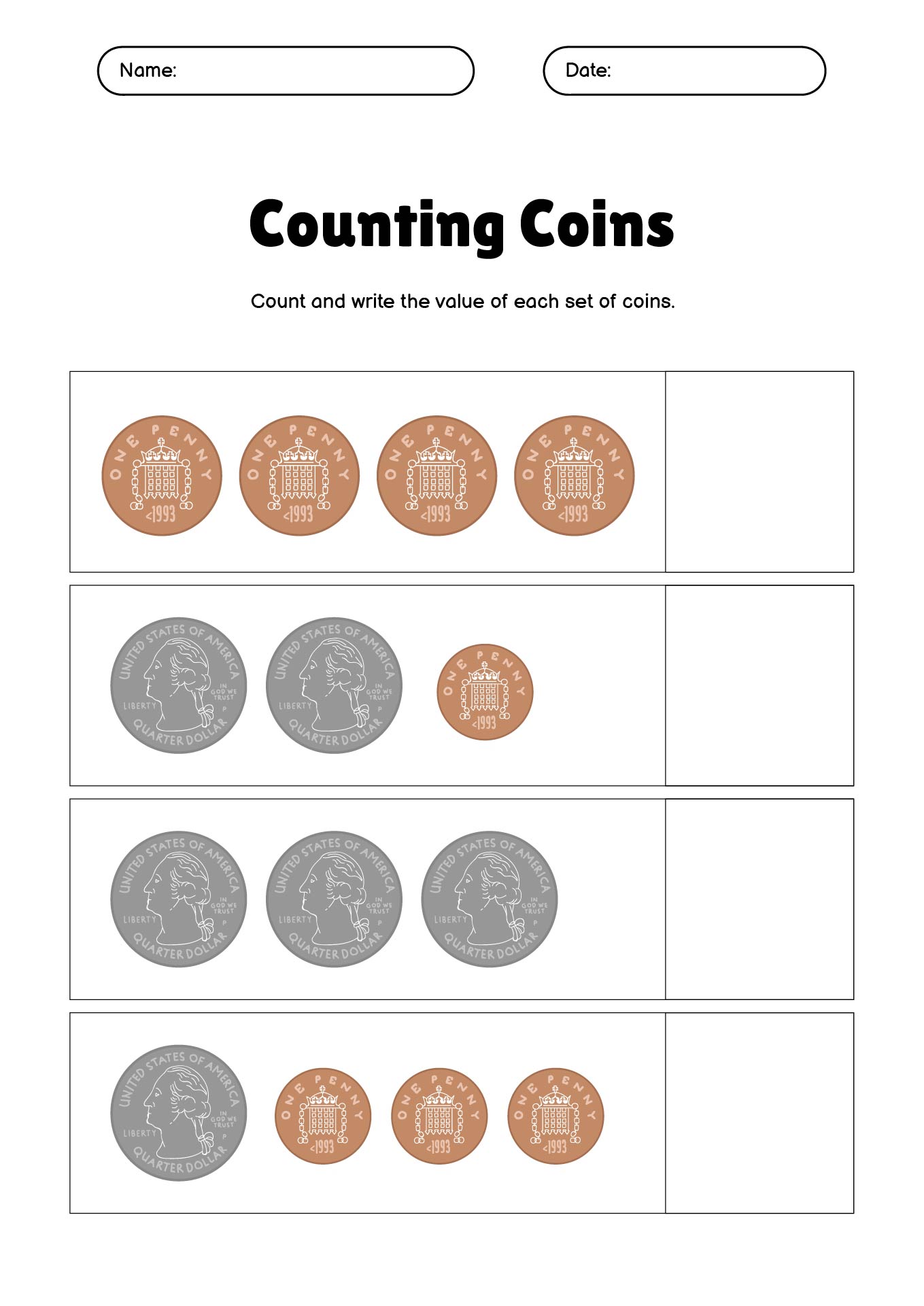 1st Grade Coin Addition Activities