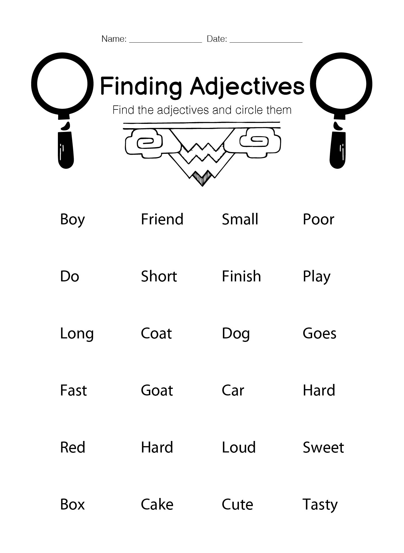 1st Grade Describing Words Practice Worksheets