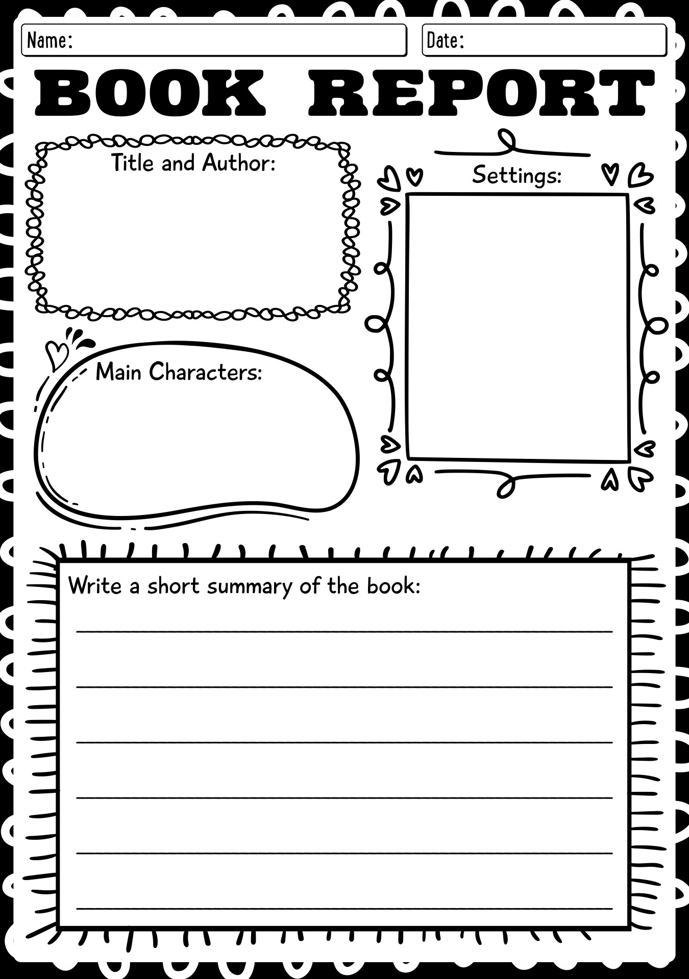 4th Grade Character Study Book Report Worksheets