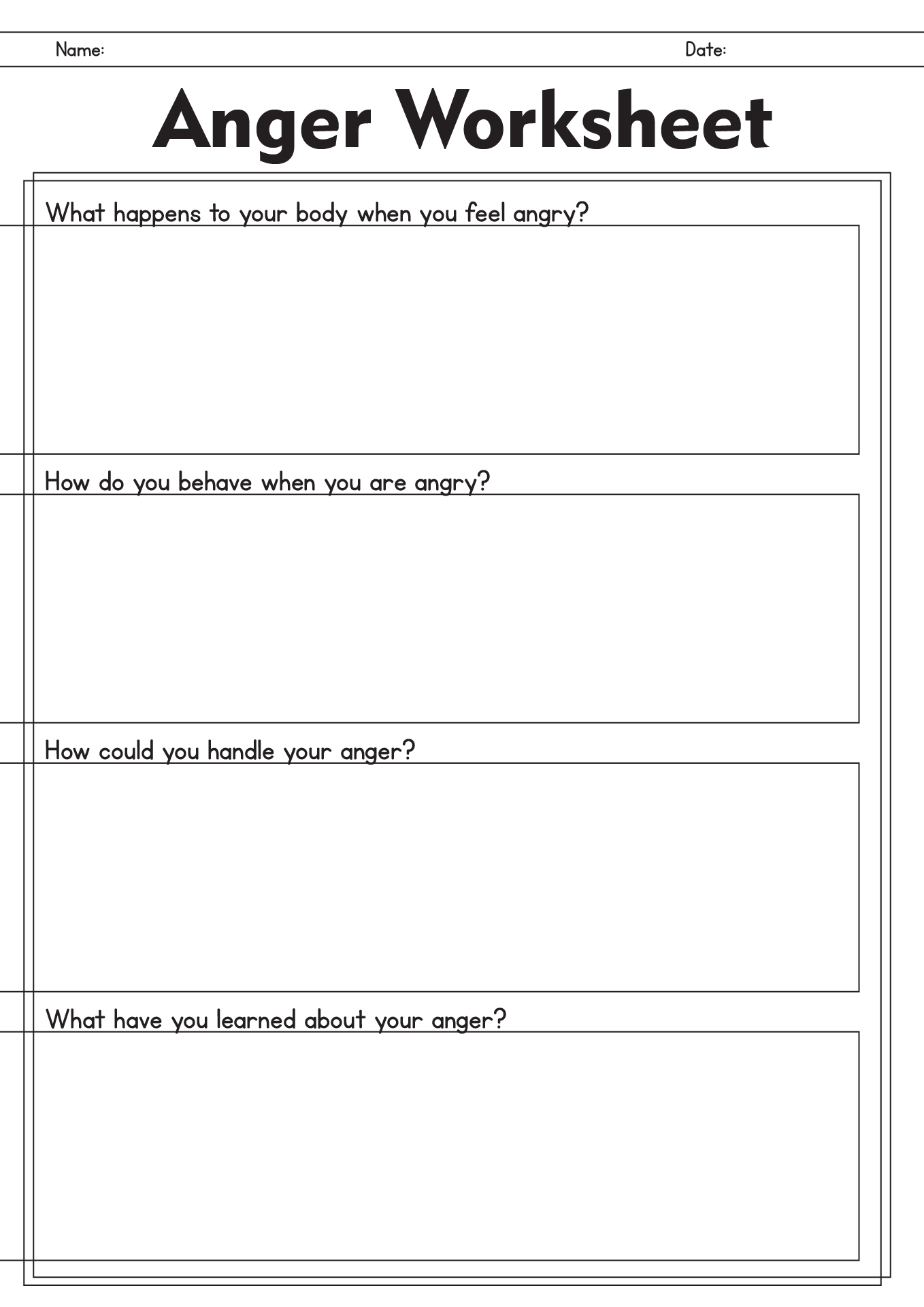 Anger and Communication Worksheets