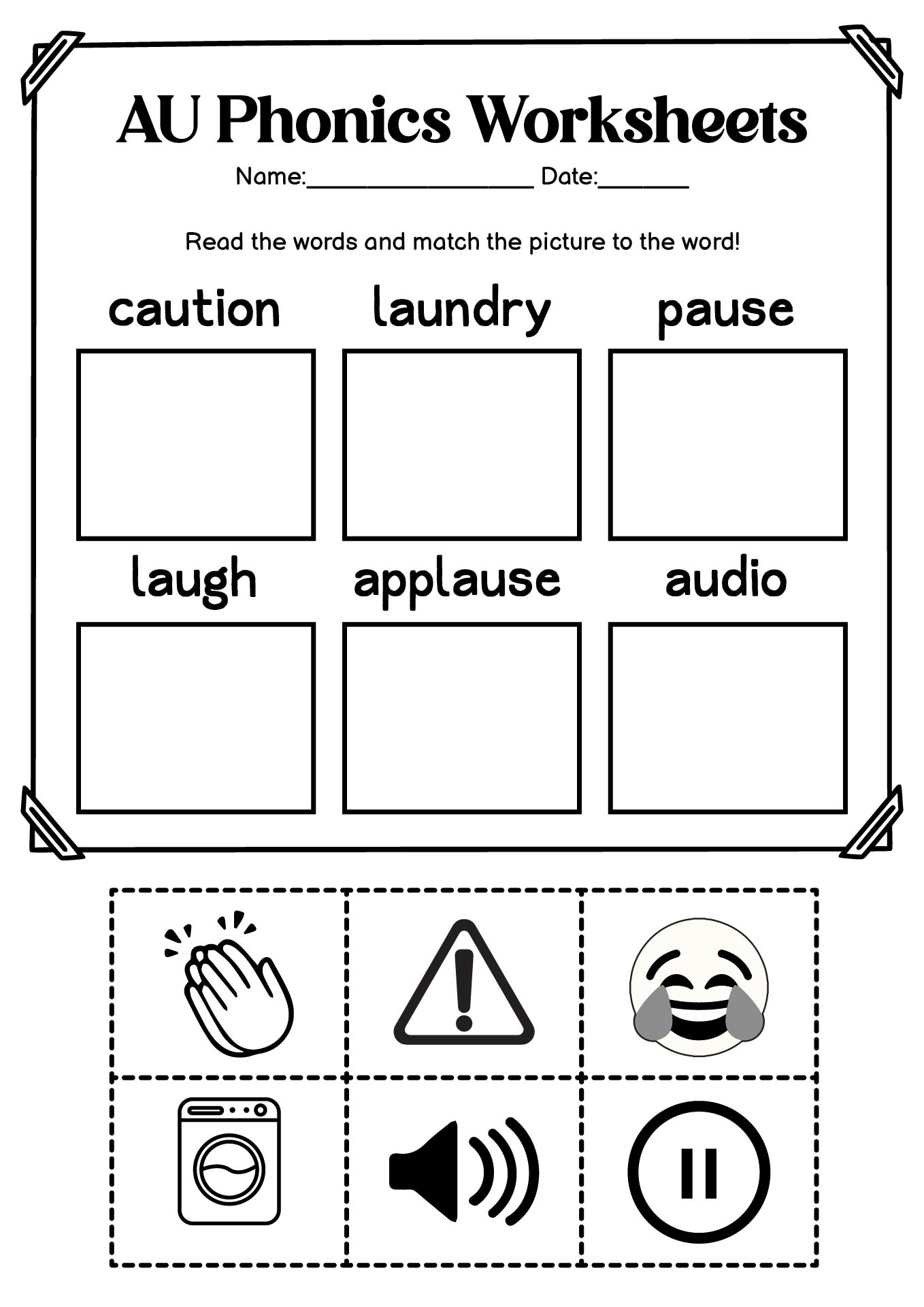 AU Phonics Worksheets for Beginner Readers