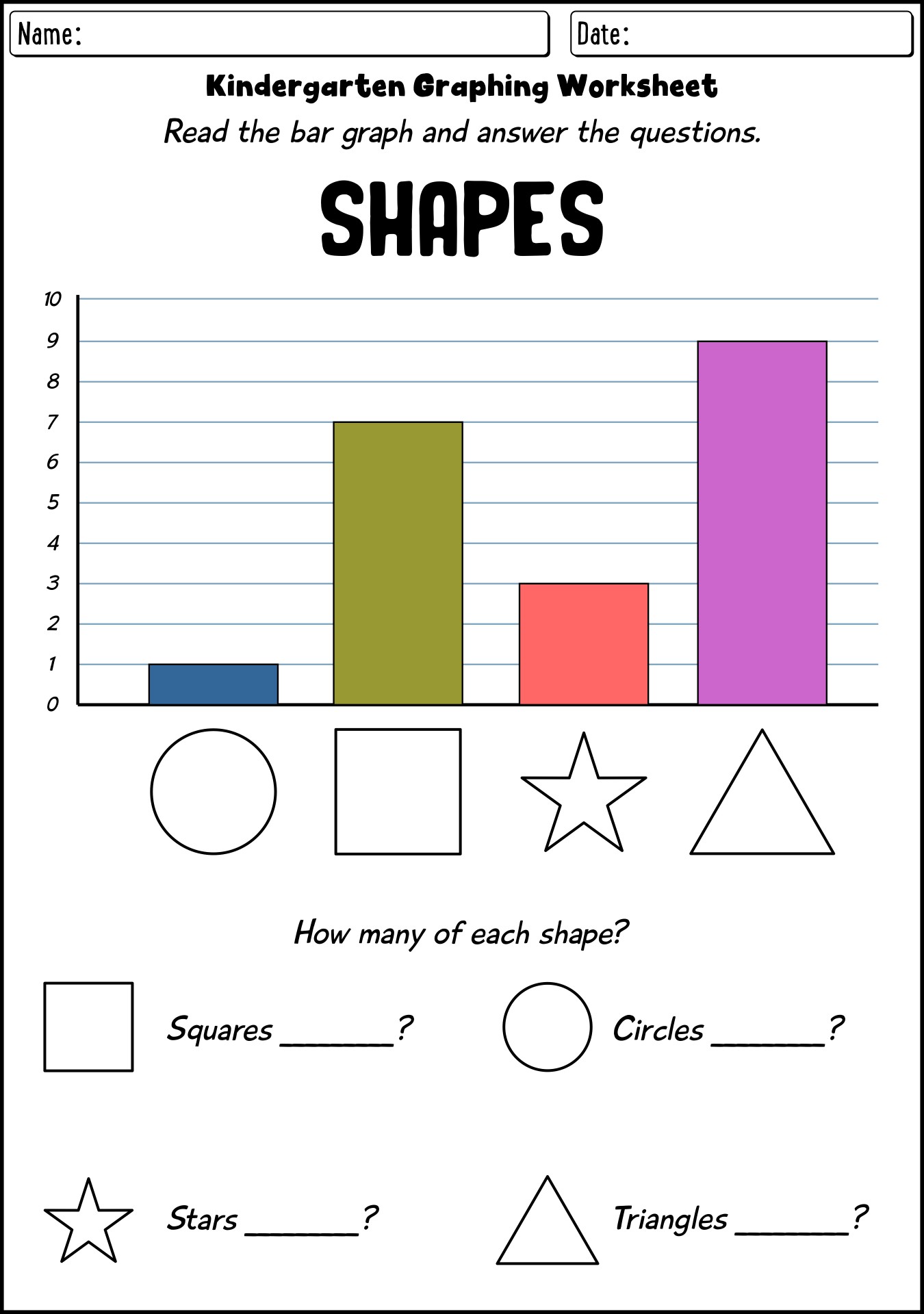 Bar Graph Chart Homework Sheets for Elementary Kids