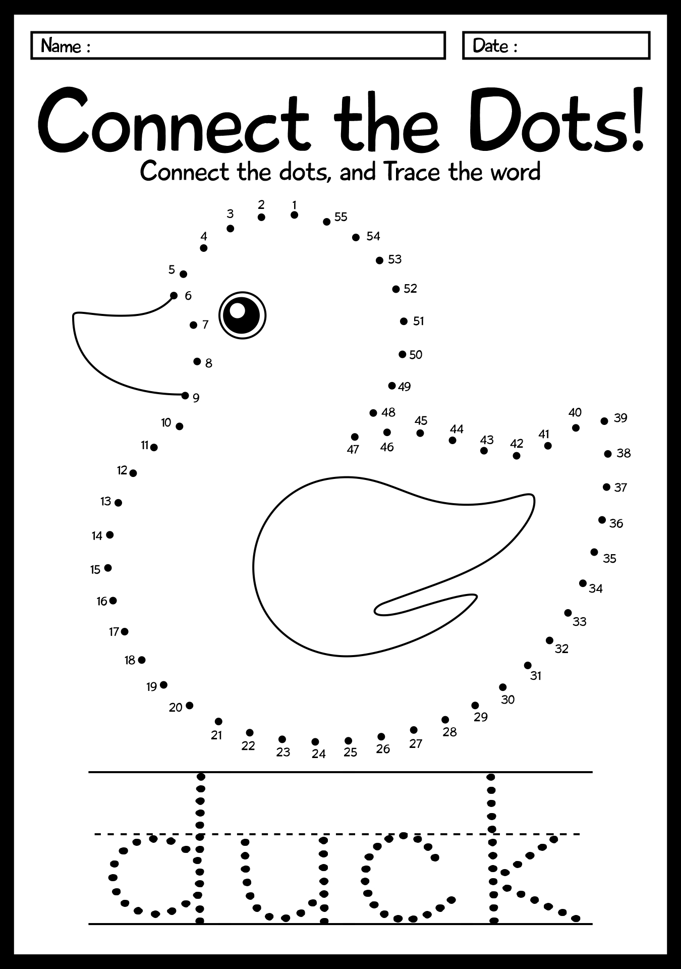 Beginner Dot to Dot Sheets for First Graders