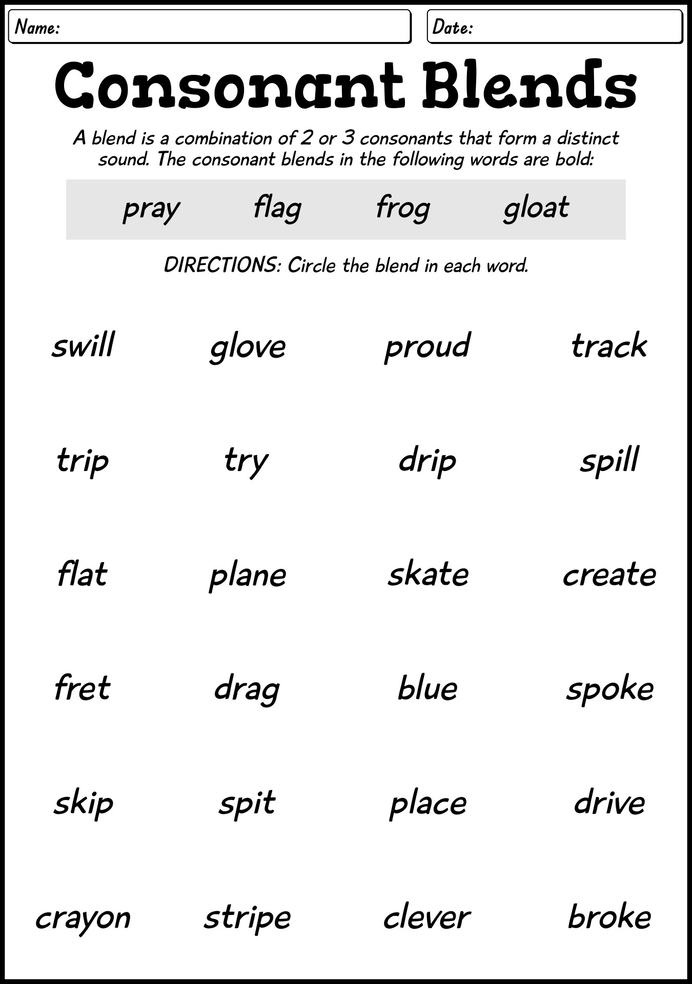 Beginner Phonics Blends Worksheets For 1st Grade