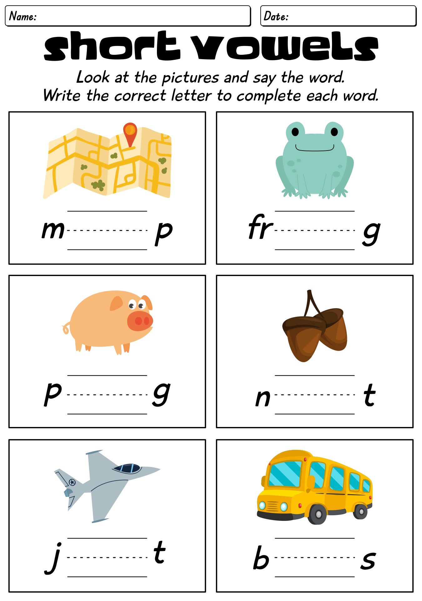 Beginner Phonics Short Vowel Worksheets For First Grade