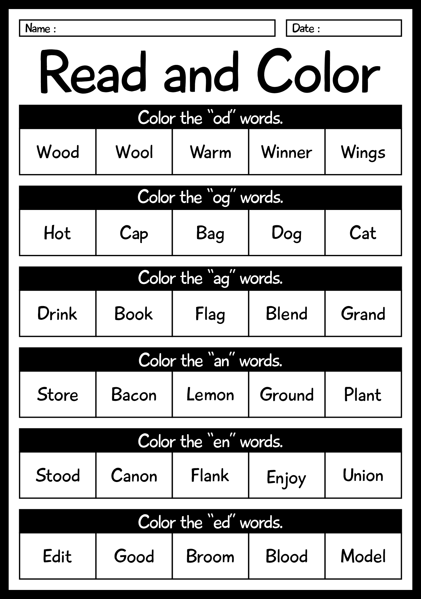 Beginner Phonics Worksheets for 1st Grade