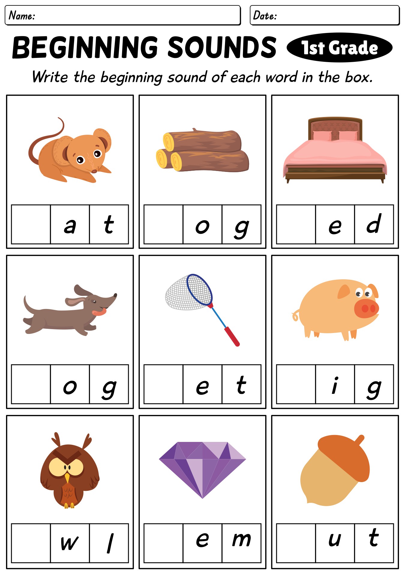 Beginning Sounds Worksheets For First Grade