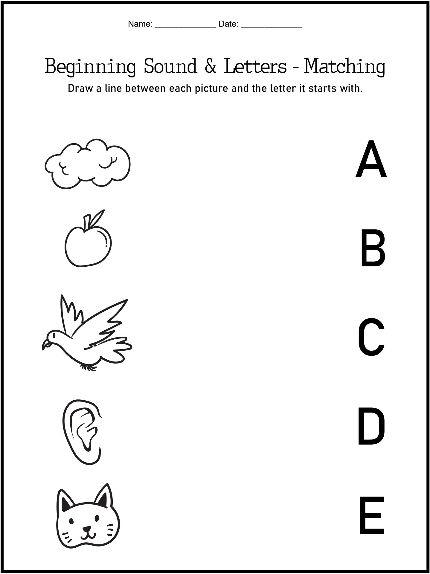 Beginning Sounds Worksheets for 1st Grade