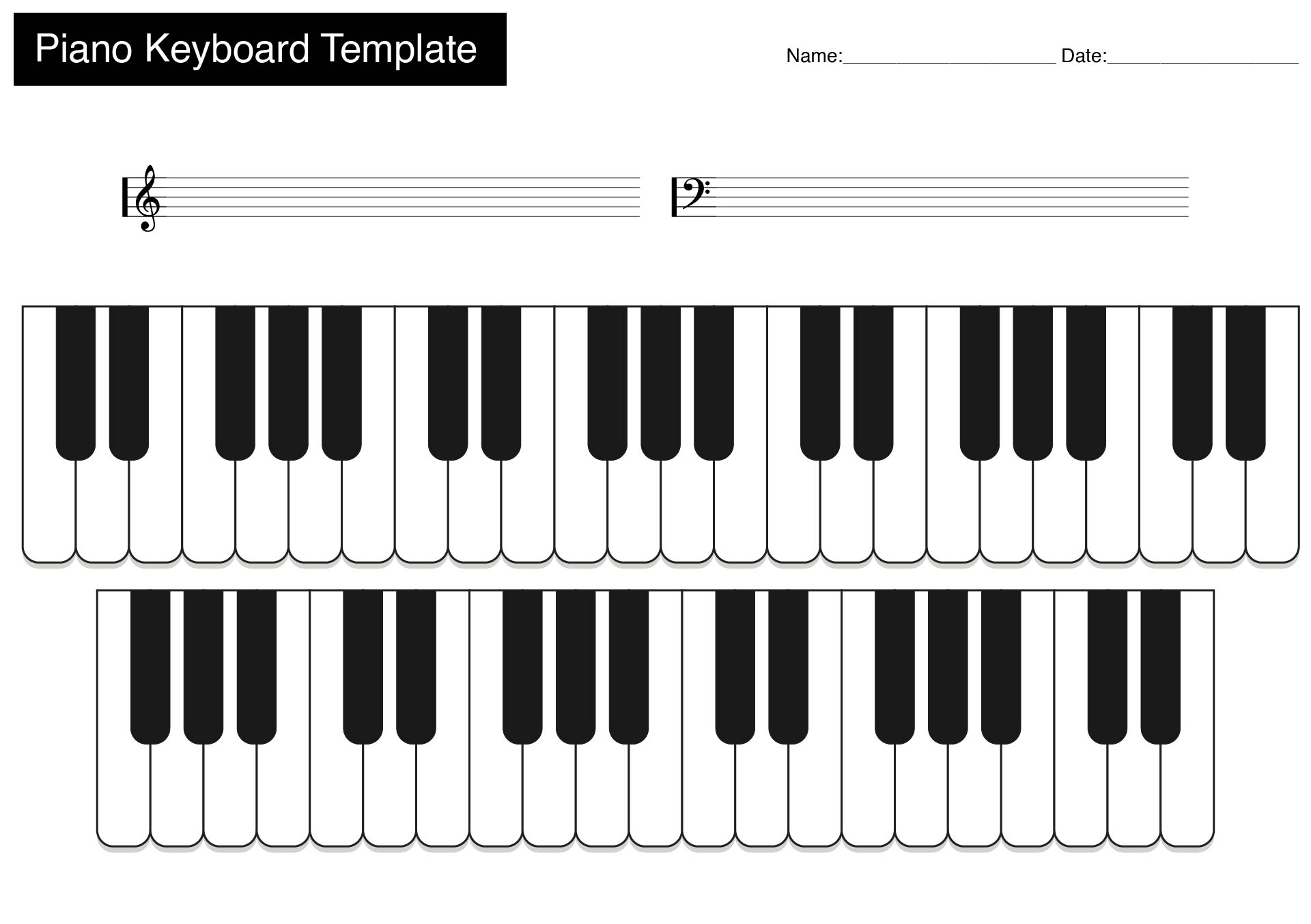 Blank Piano Keyboard Layout Worksheet for Beginners