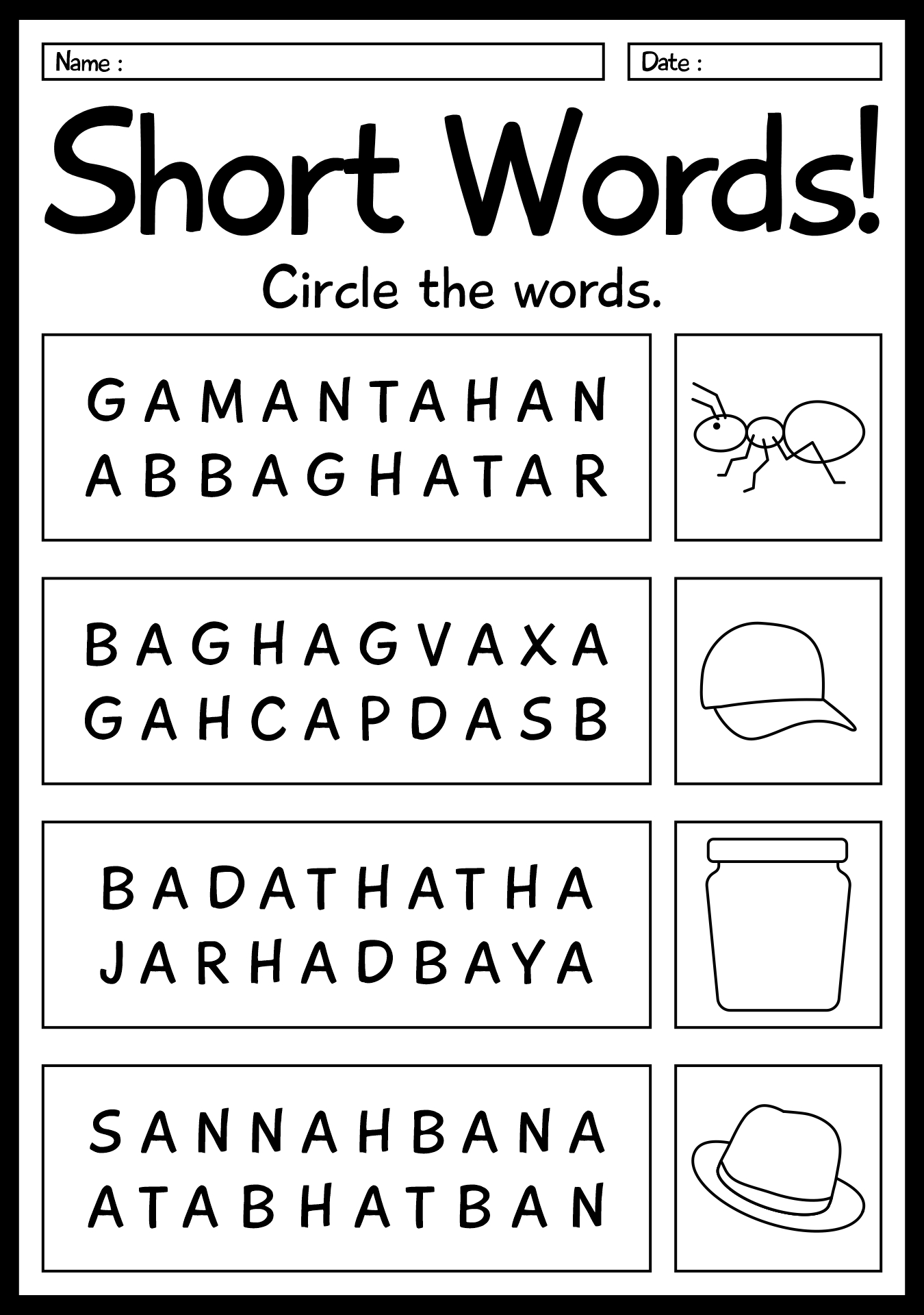 Comprehensive First Grade Short A Phonics Worksheets