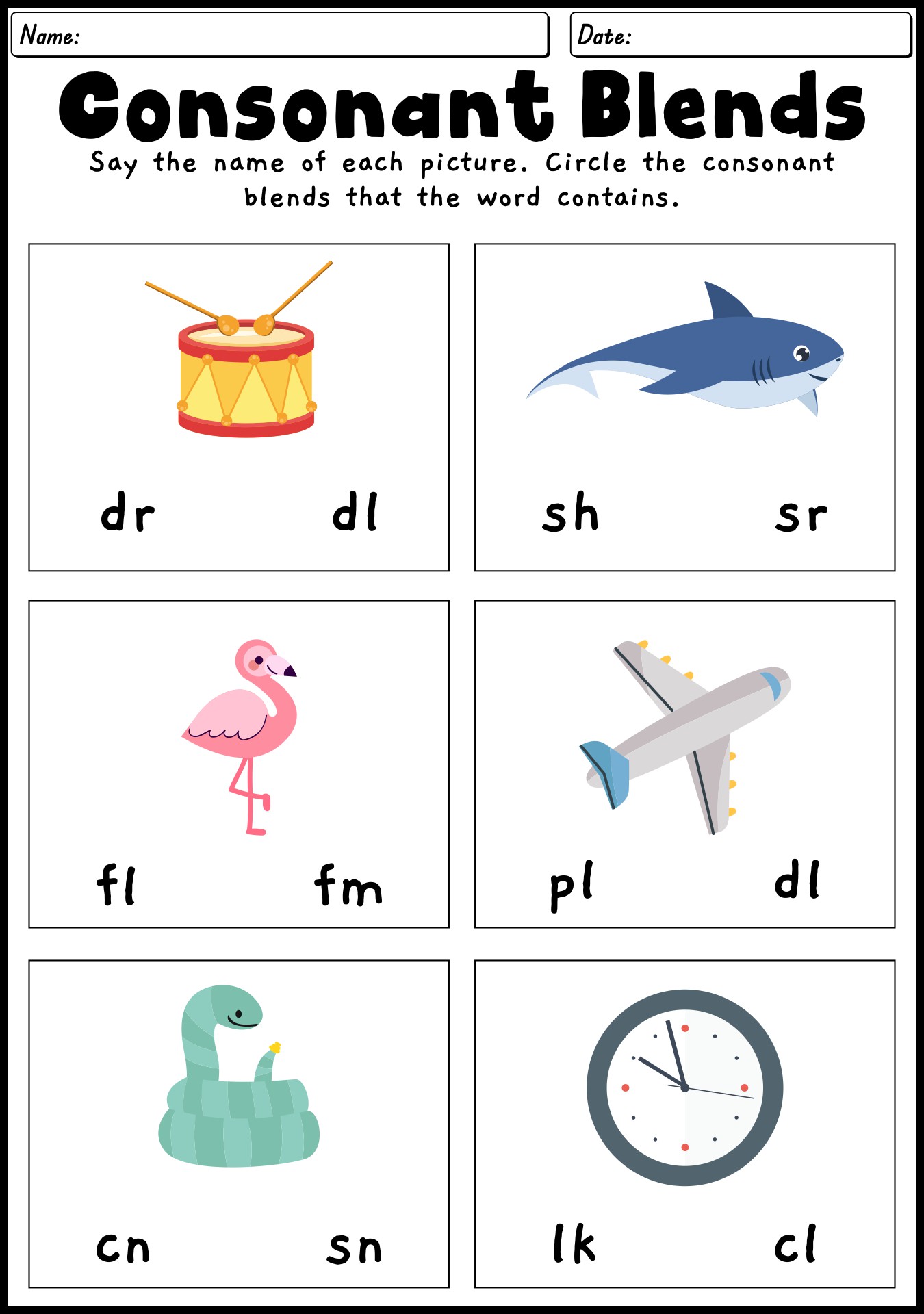 Consonant Blends Worksheets For 1st Grade