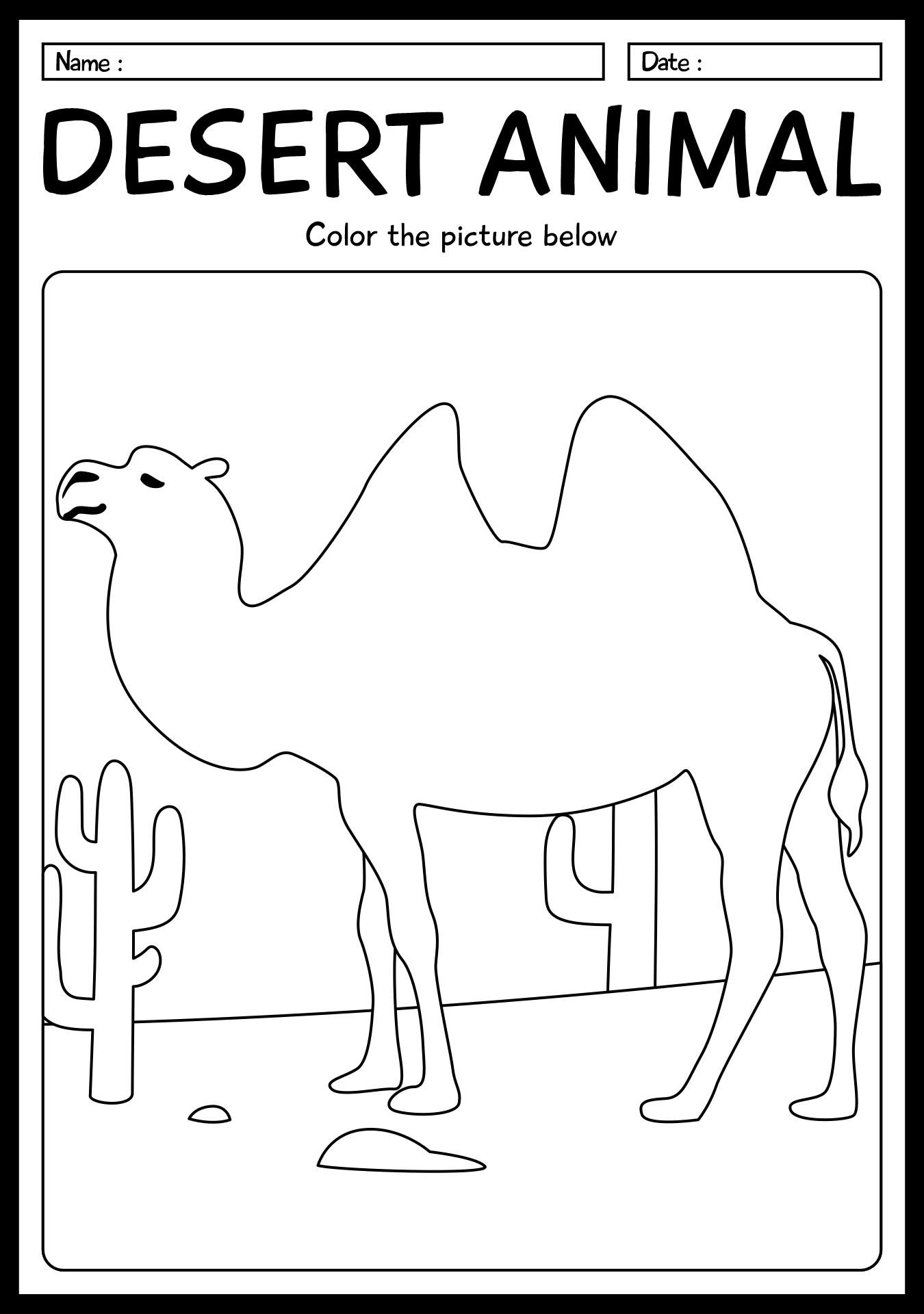 Desert Animal Worksheets for 1st Graders