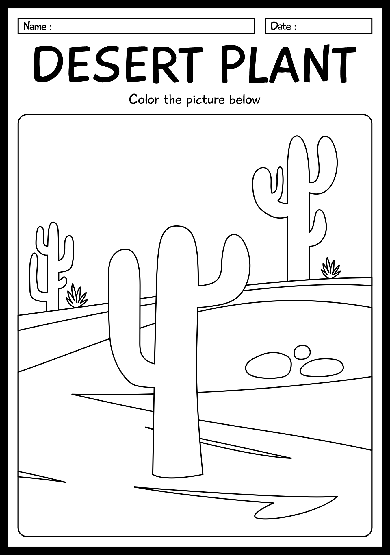 Desert Plants Coloring Sheets for First Grade