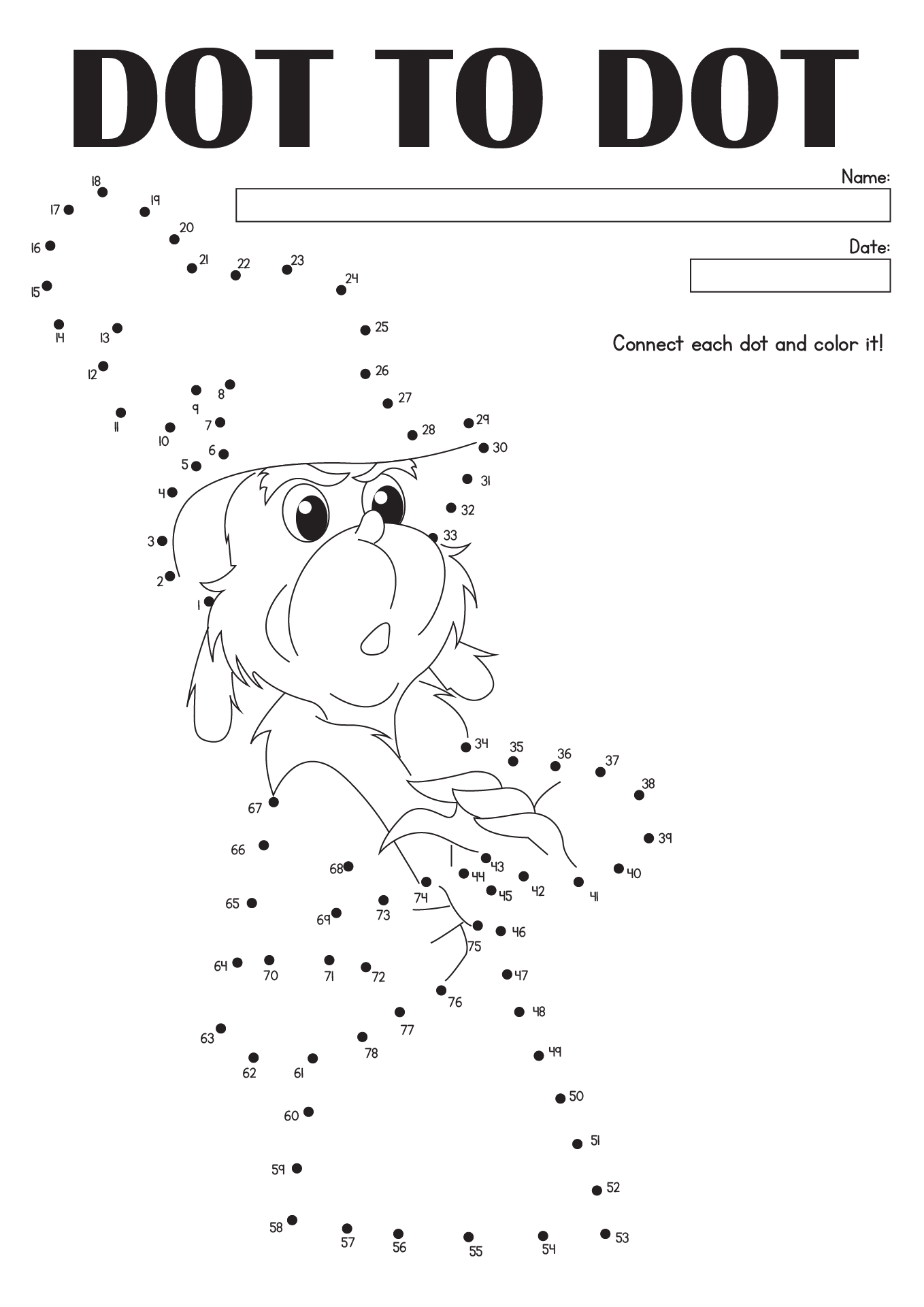 Dr. Seuss Character Dot To Dot Worksheet