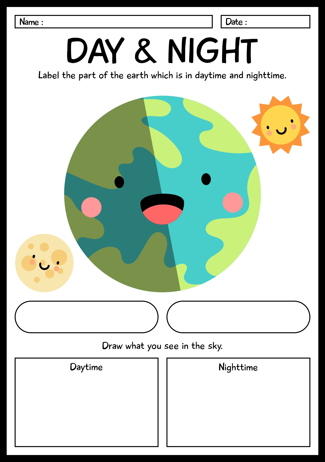 Earths Rotation and Day/Night Cycle Worksheets Grade 4