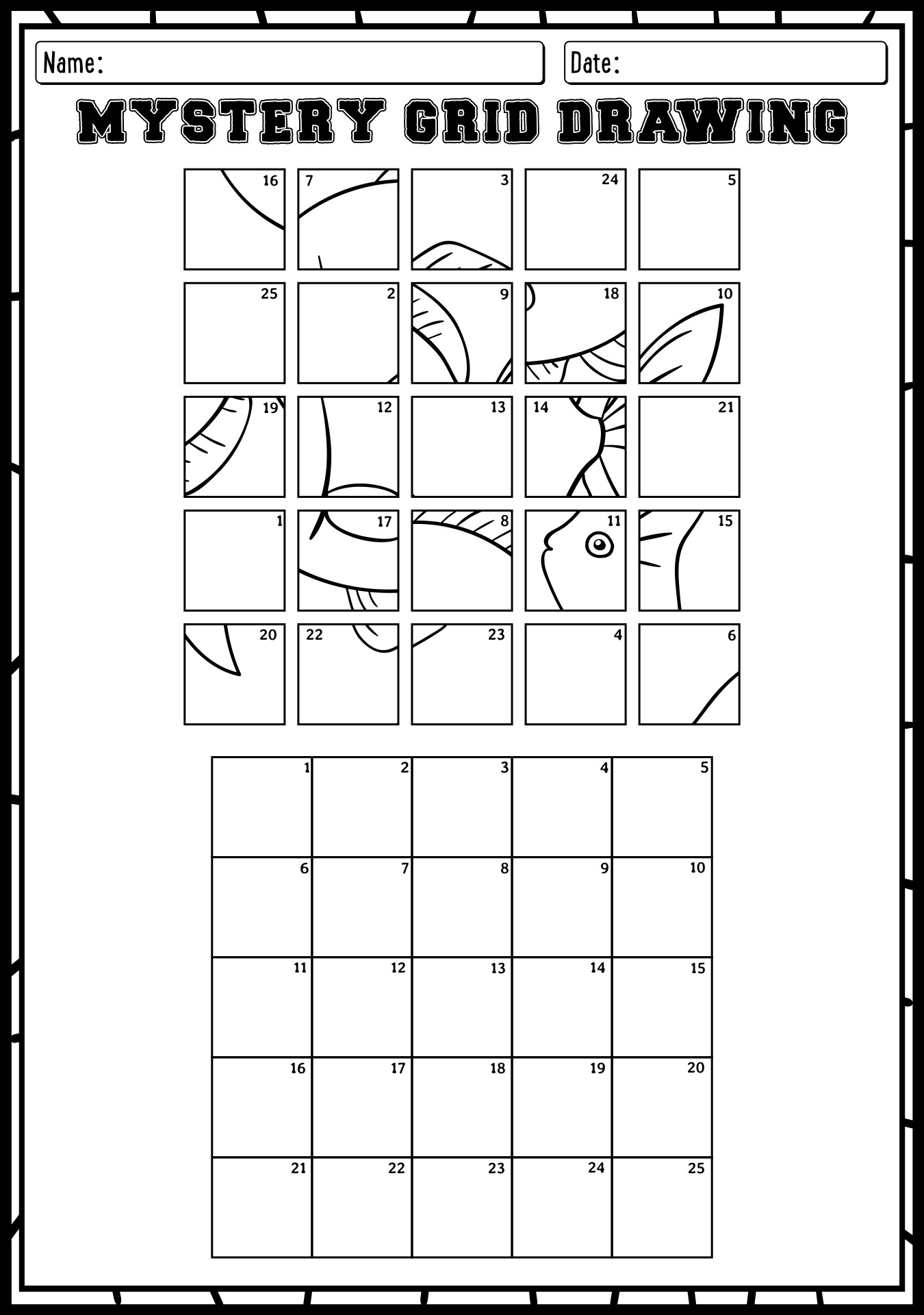 Easy Mystery Grid Drawing Worksheet For Beginners