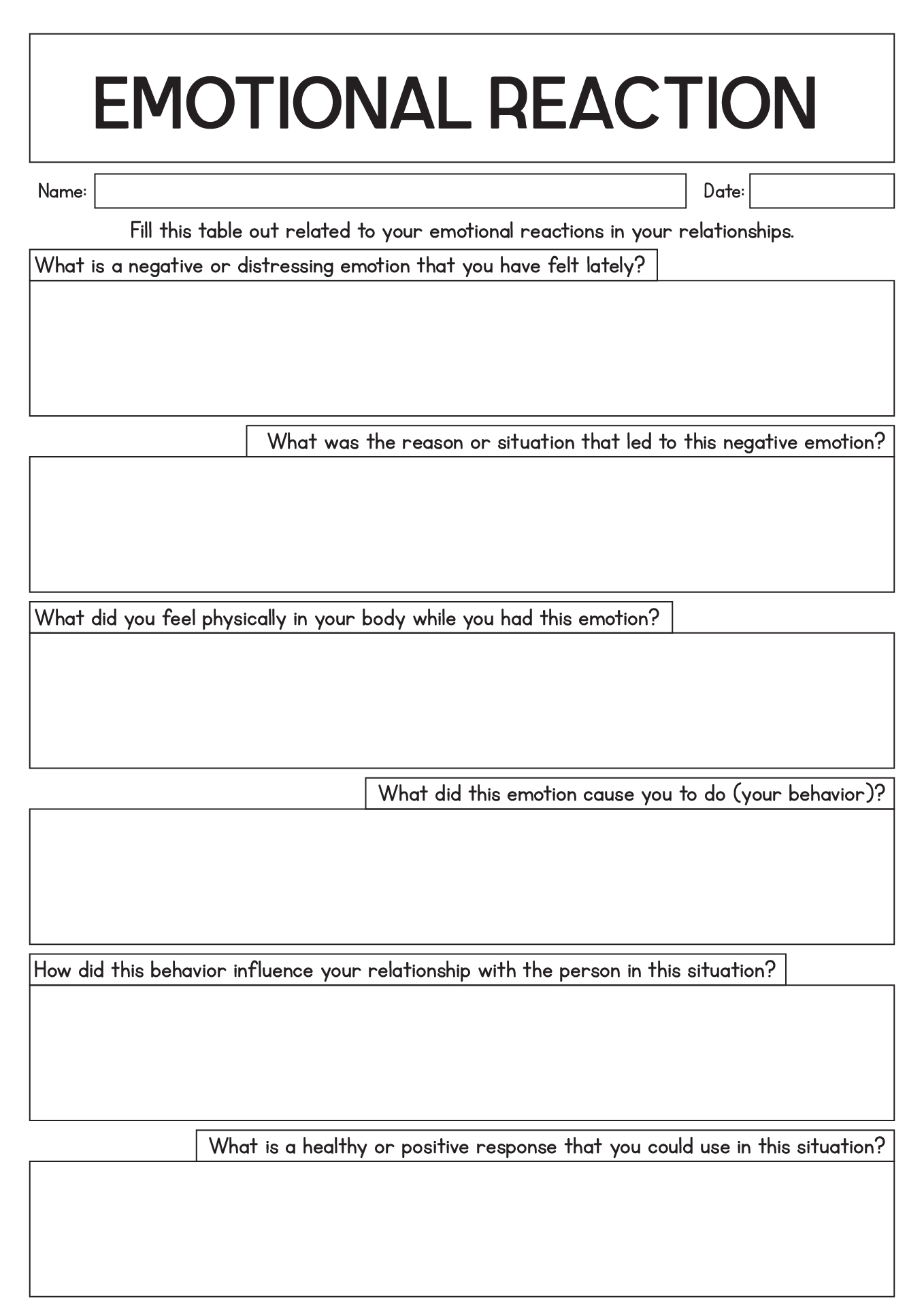 Emotional Connection Worksheets For Couples Printable