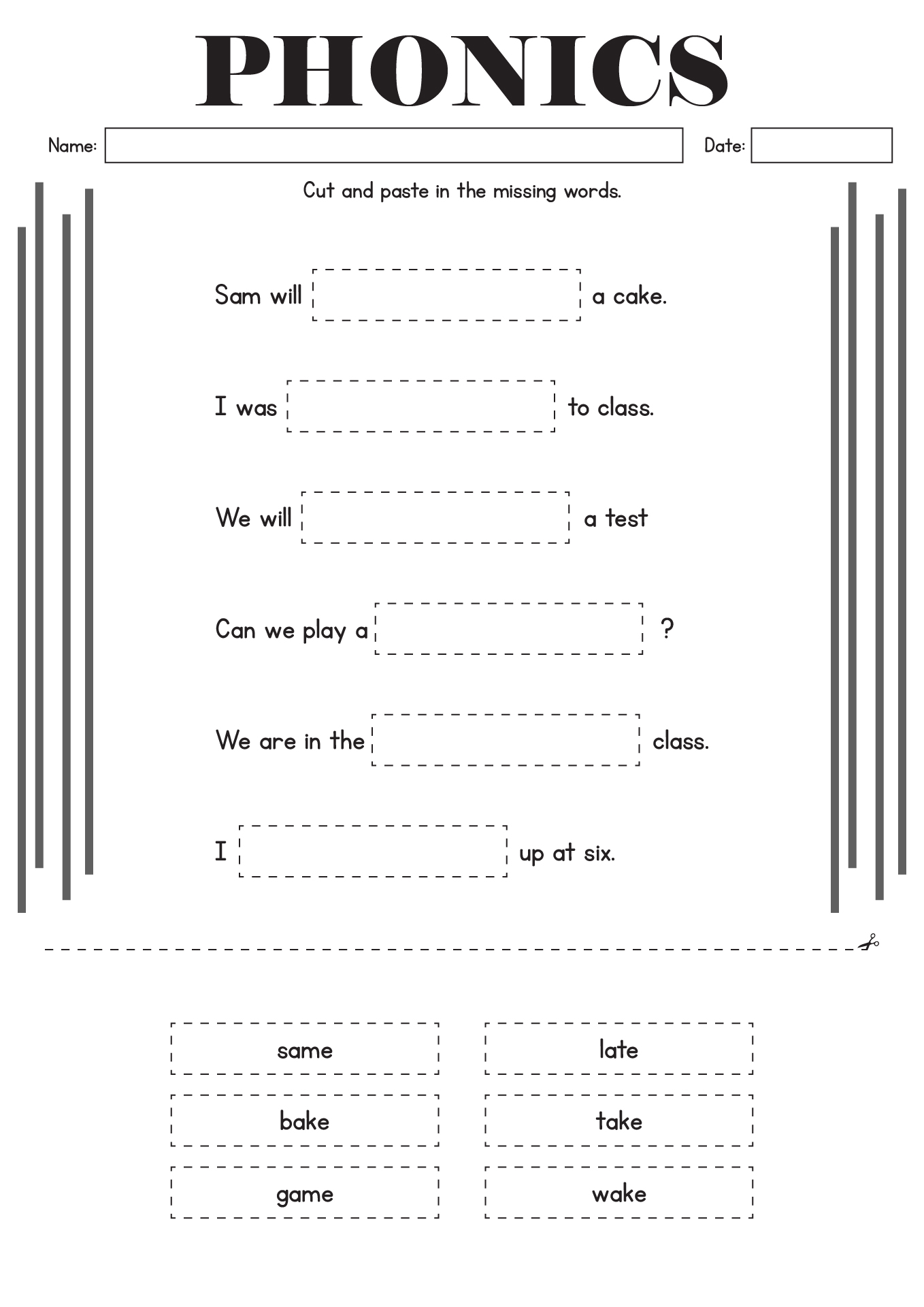 First Grade Phonics Homework Worksheets