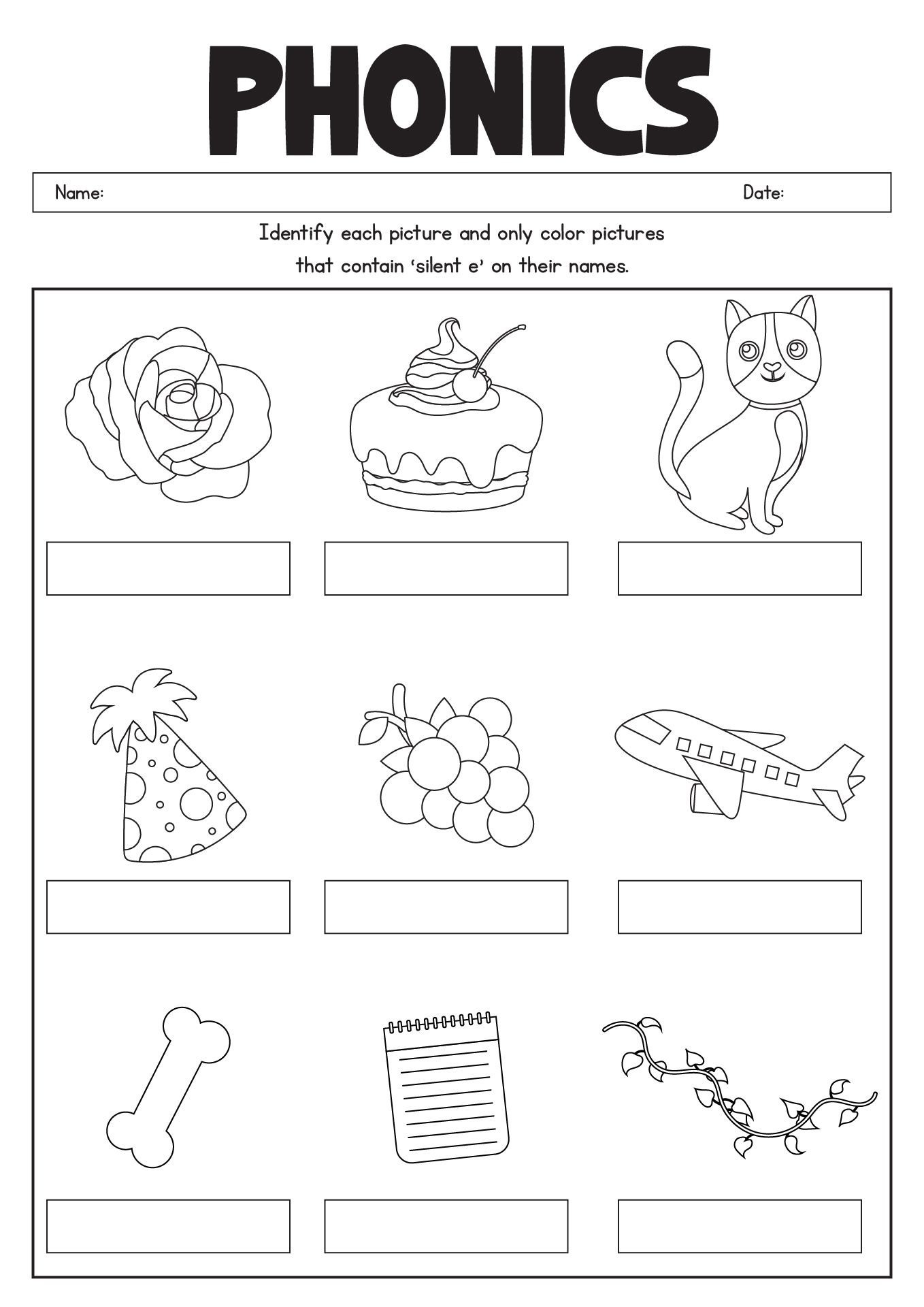 First Grade Phonics Practice Sheets