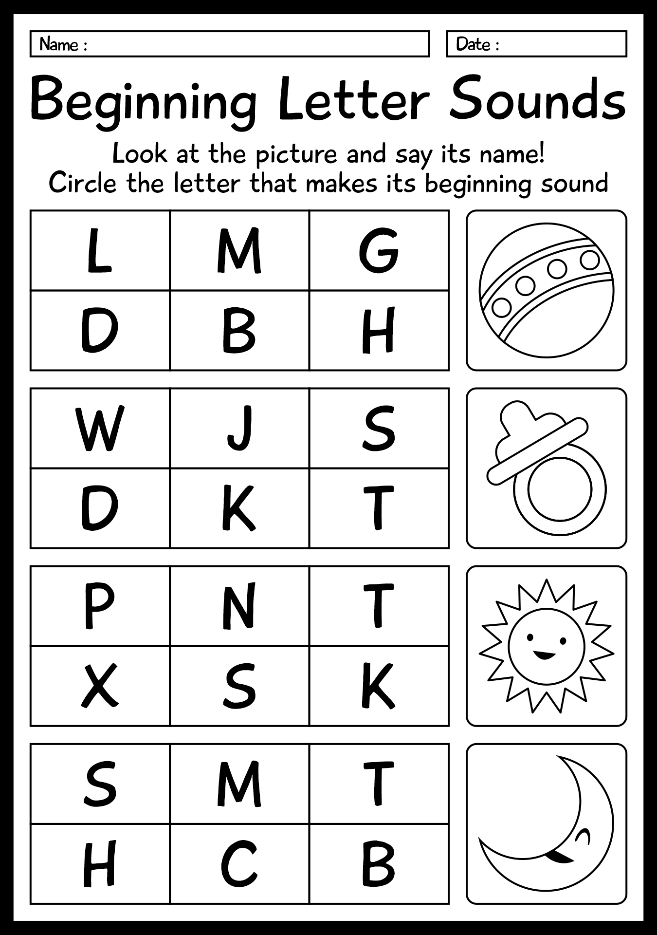 First Grade Phonics Sound Recognition Sheets