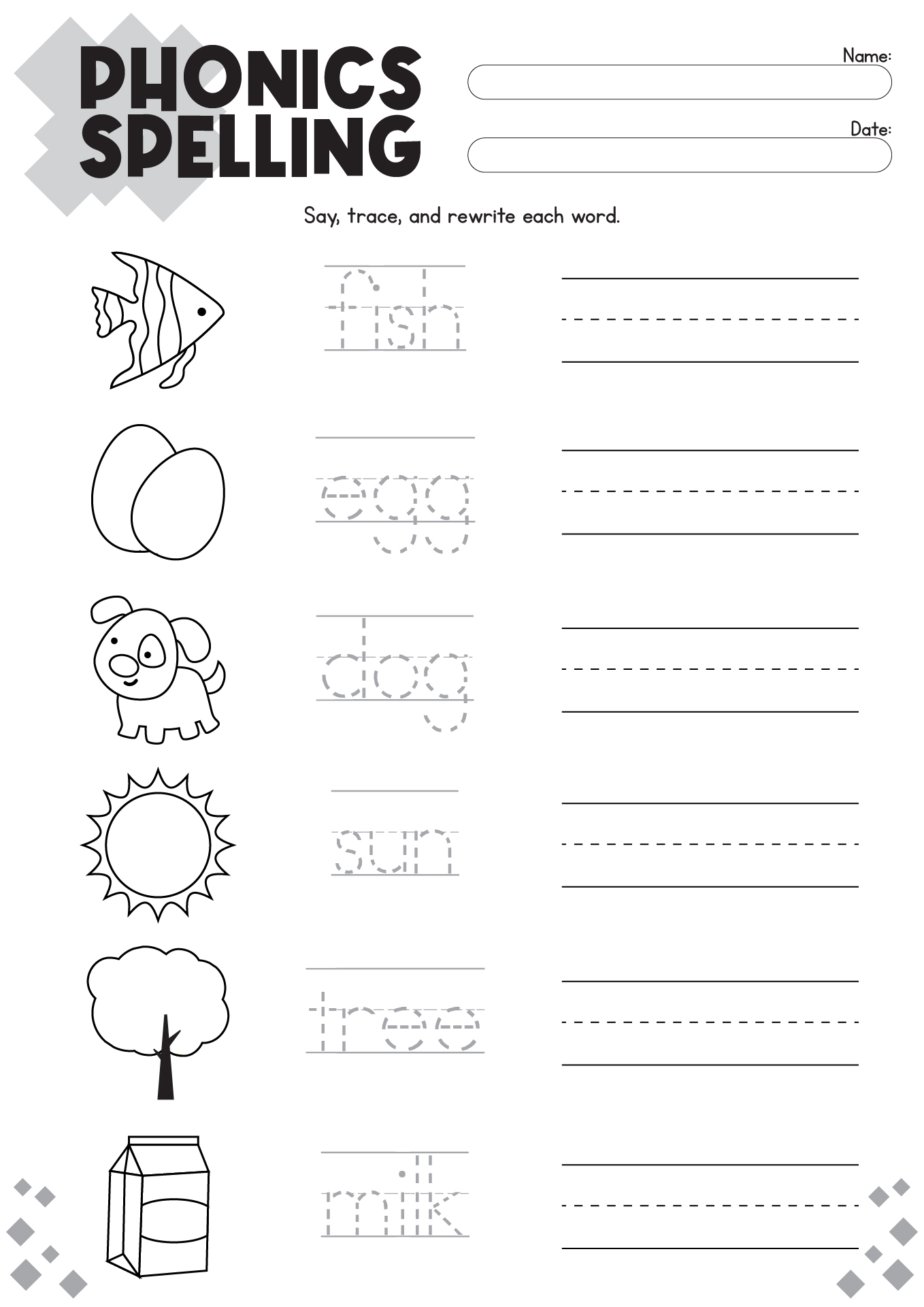 First Grade Phonics Spelling Worksheets