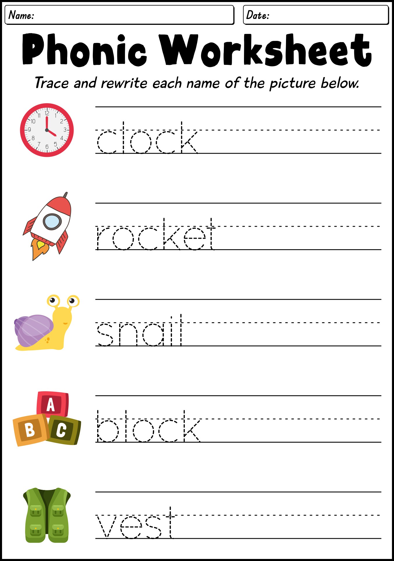 First Grade Phonics Worksheets Practice Sheets