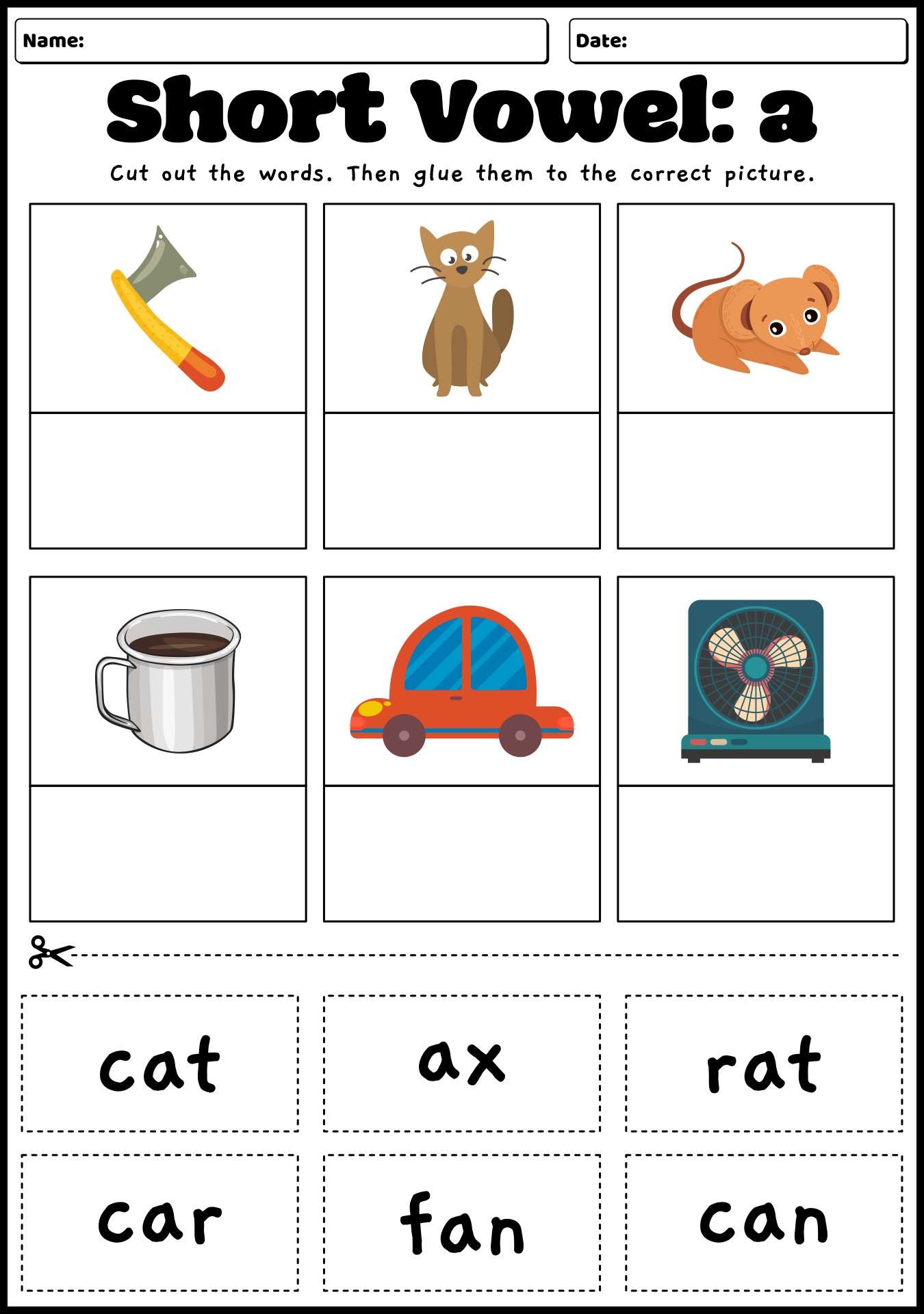 First Grade Phonics Worksheets Short A Vowel Sounds