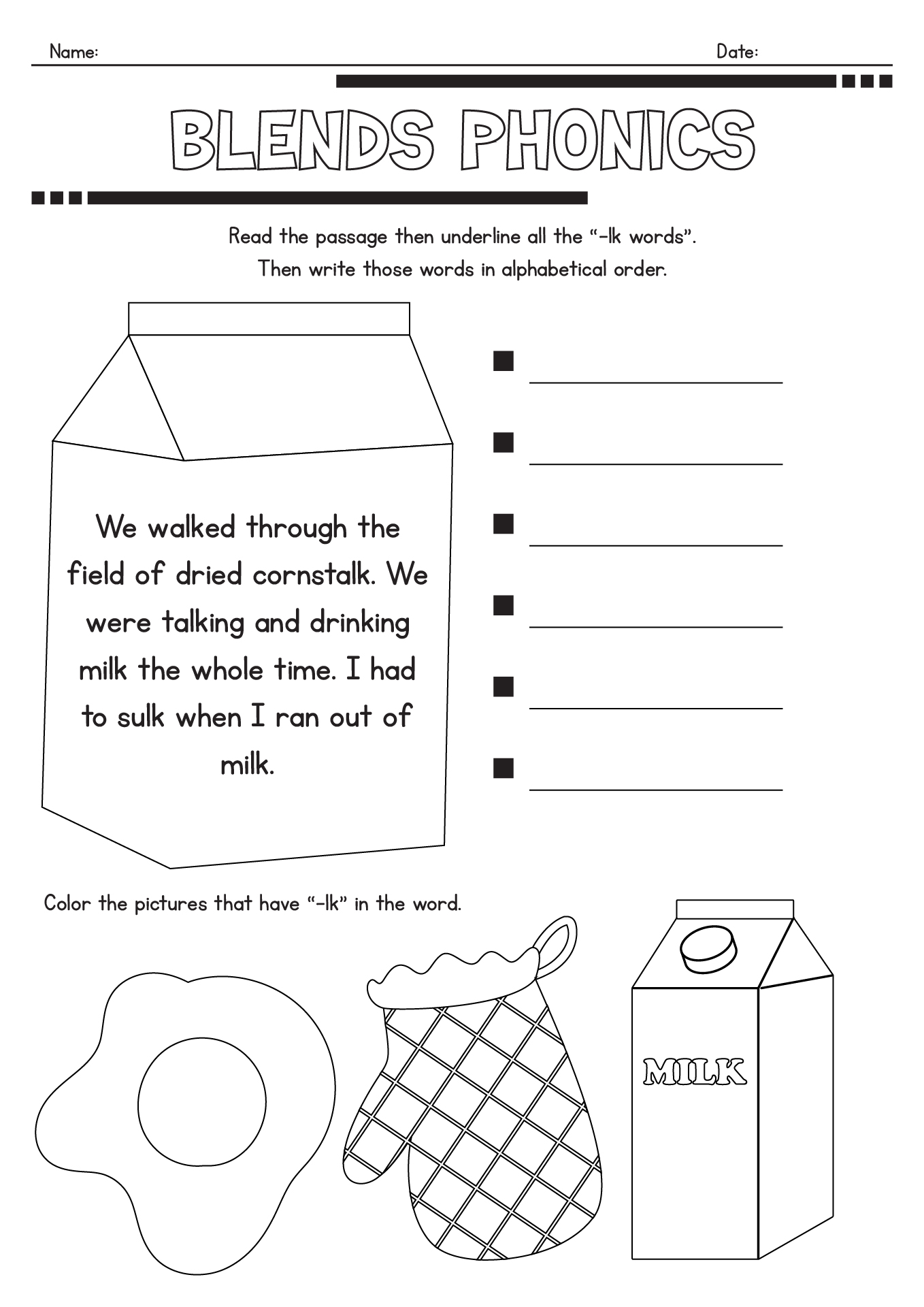 First Grade Syllable Blend Phonics Worksheets