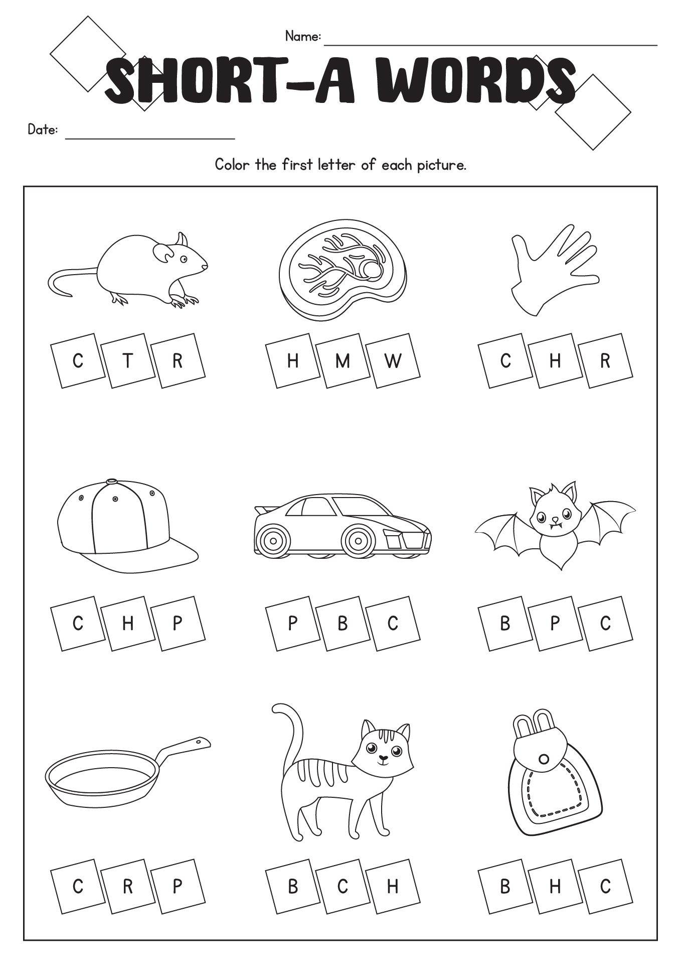 First Grade Worksheets On Short A Phonics