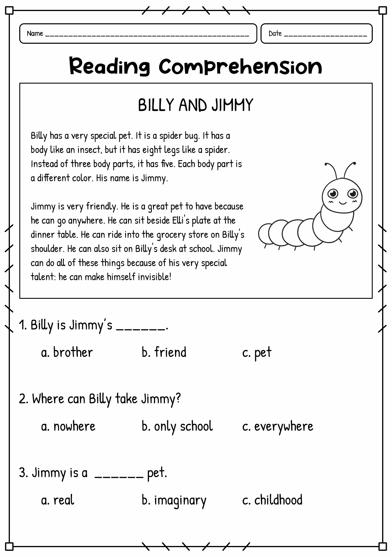 Grade 1 Phonics Comprehension Worksheets