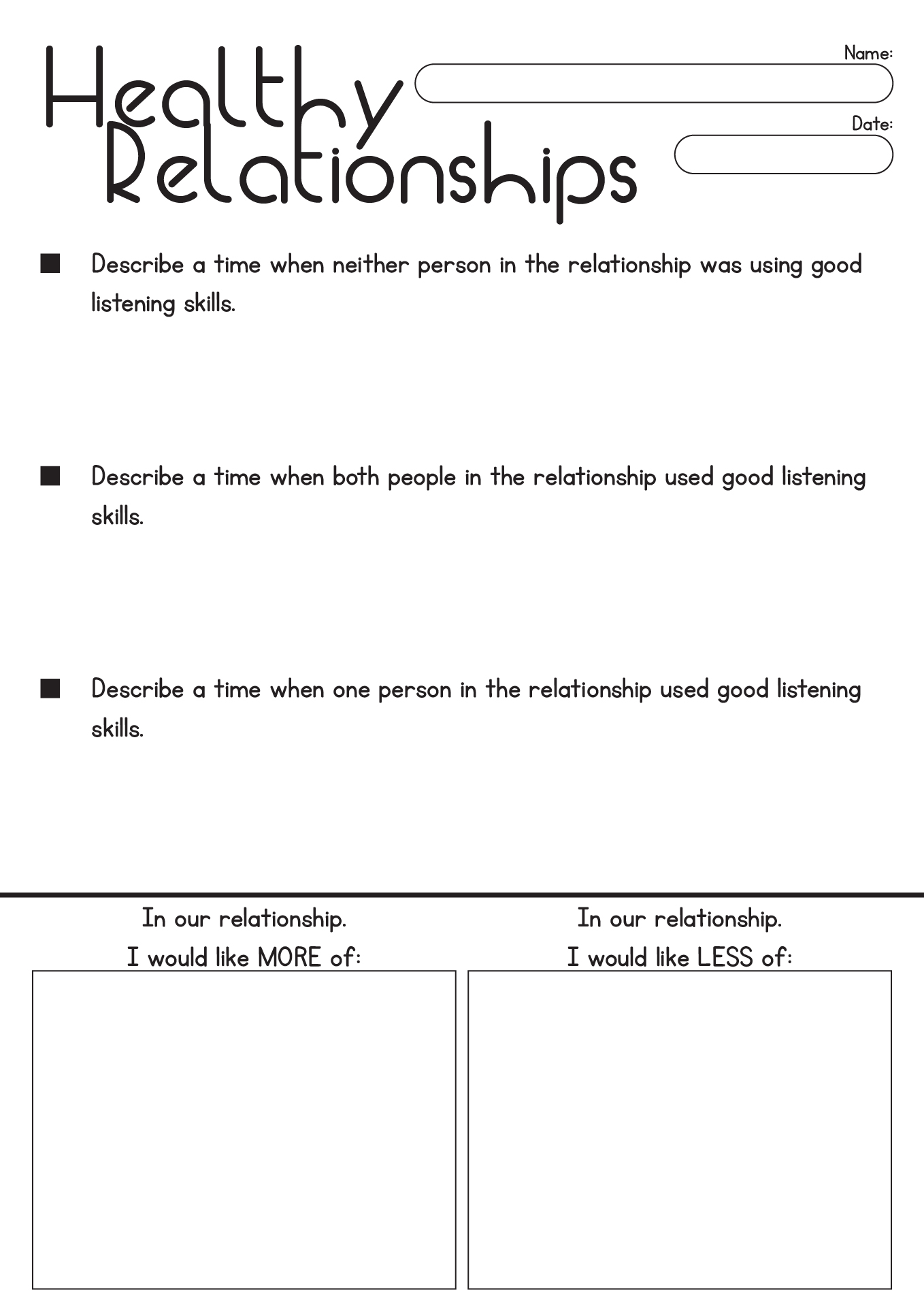 16 Printable Relationship Worksheets - Free PDF at worksheeto.com