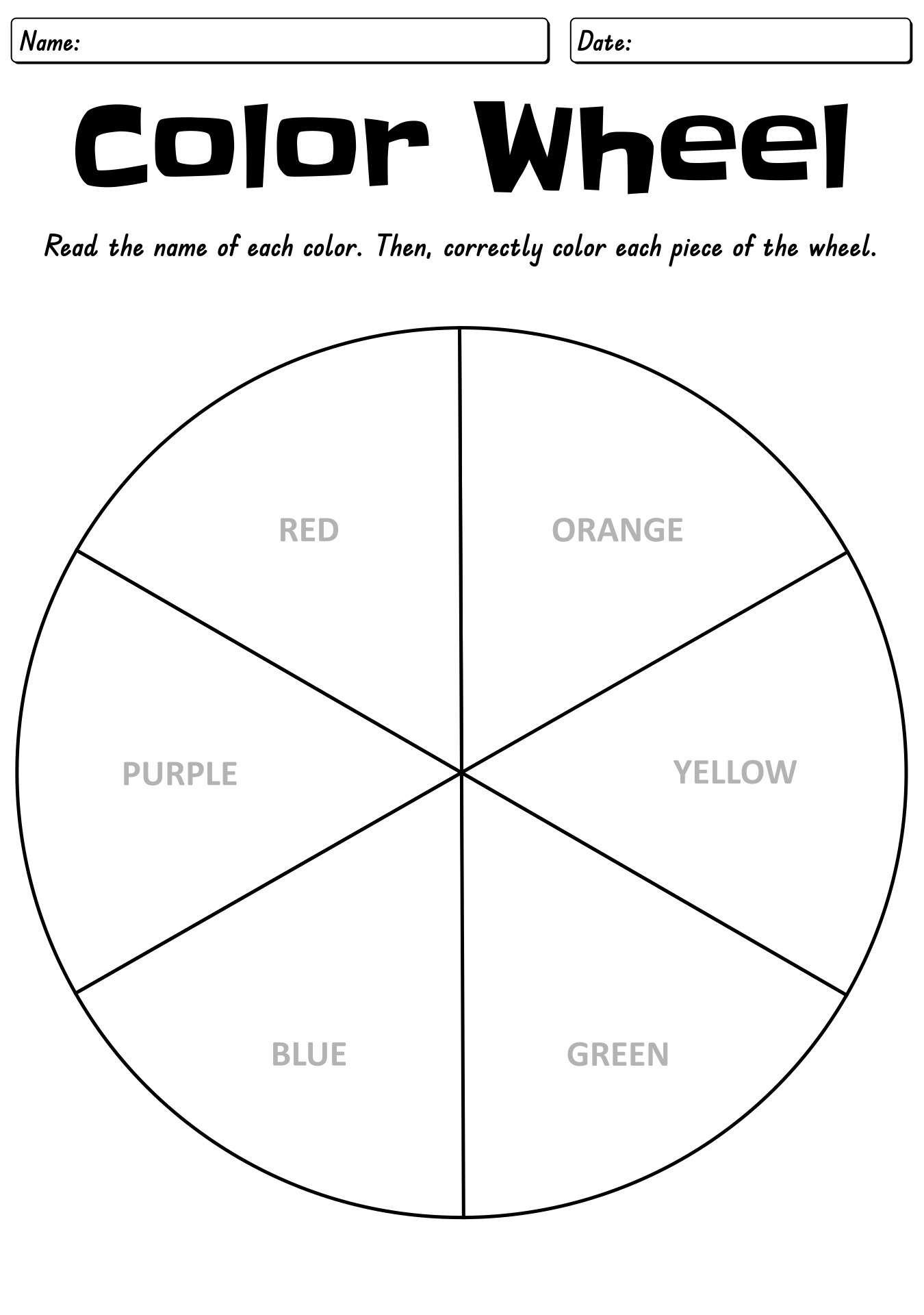 Interactive Blank Color Wheel Worksheet