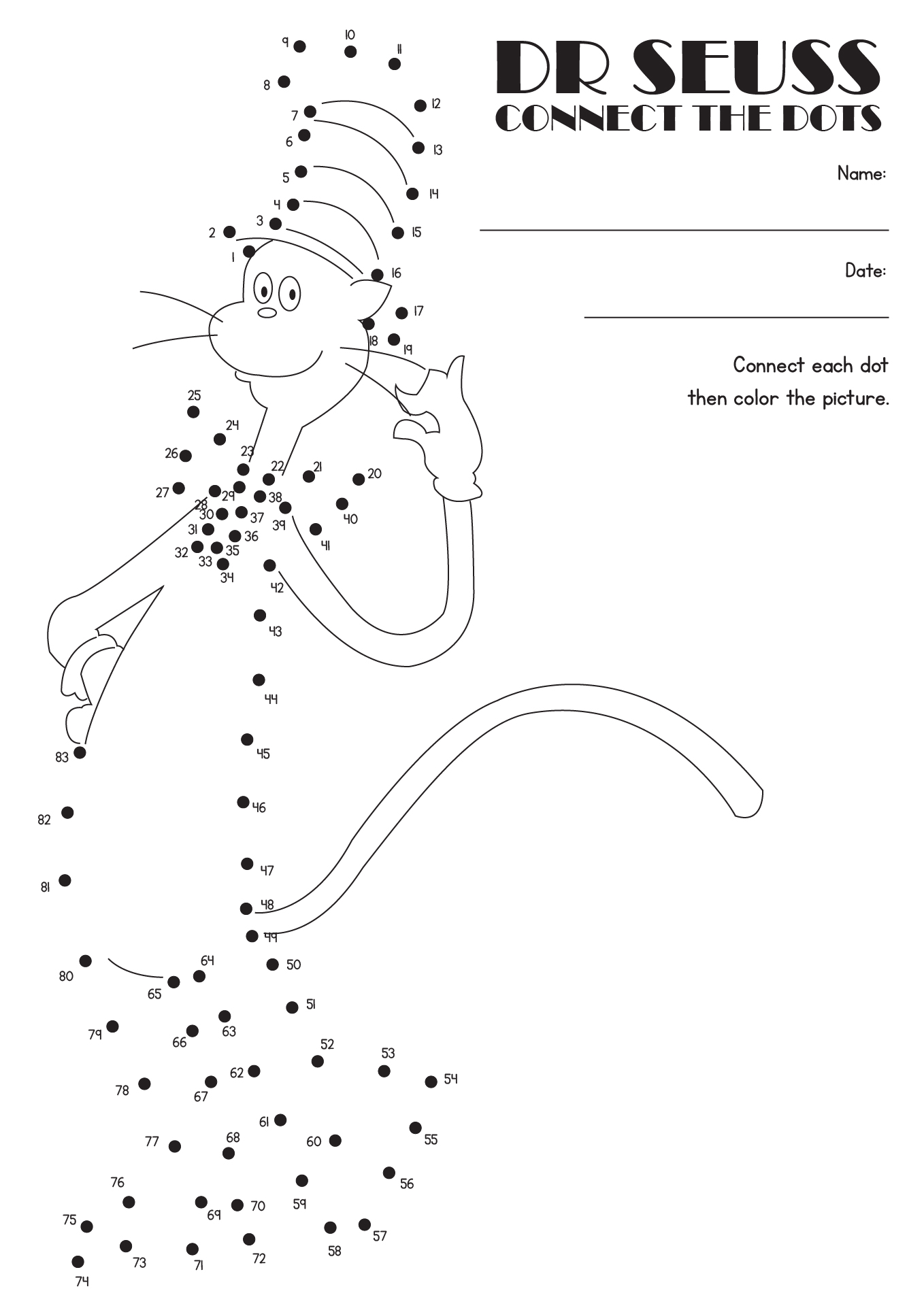 Interactive Worksheet Dr. Seuss Connect The Dots