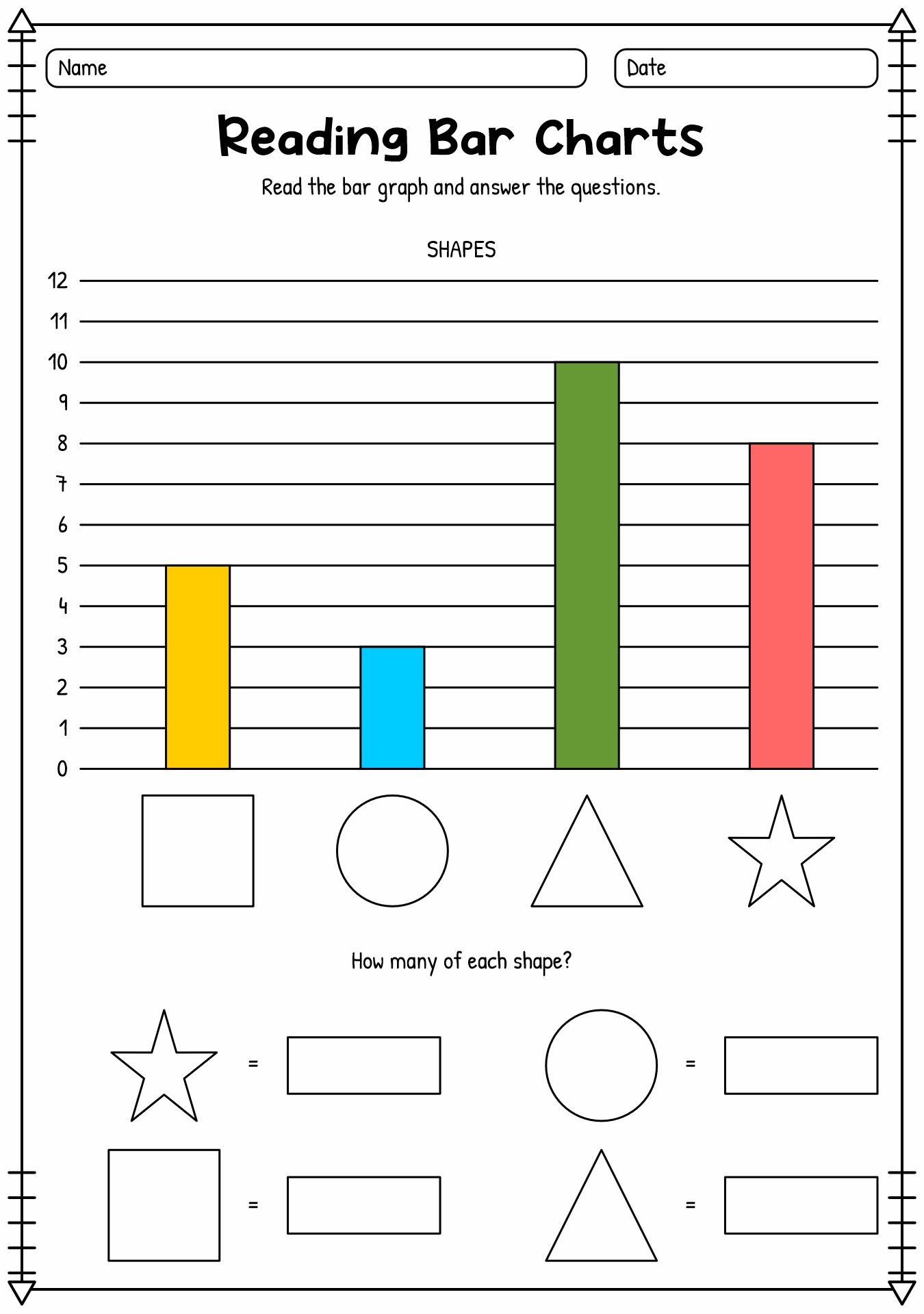 Kids Bar Graph Chart Worksheet Activities