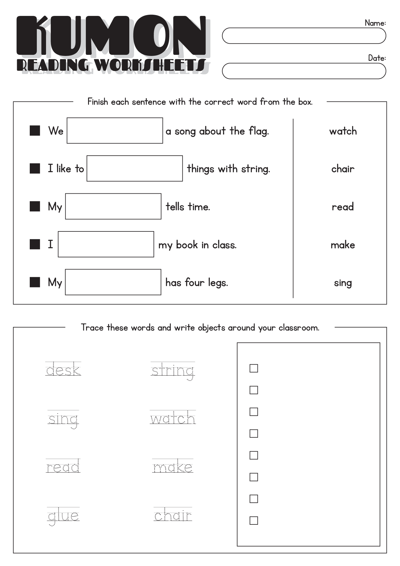 Kumon Reading Worksheets for 1st Graders