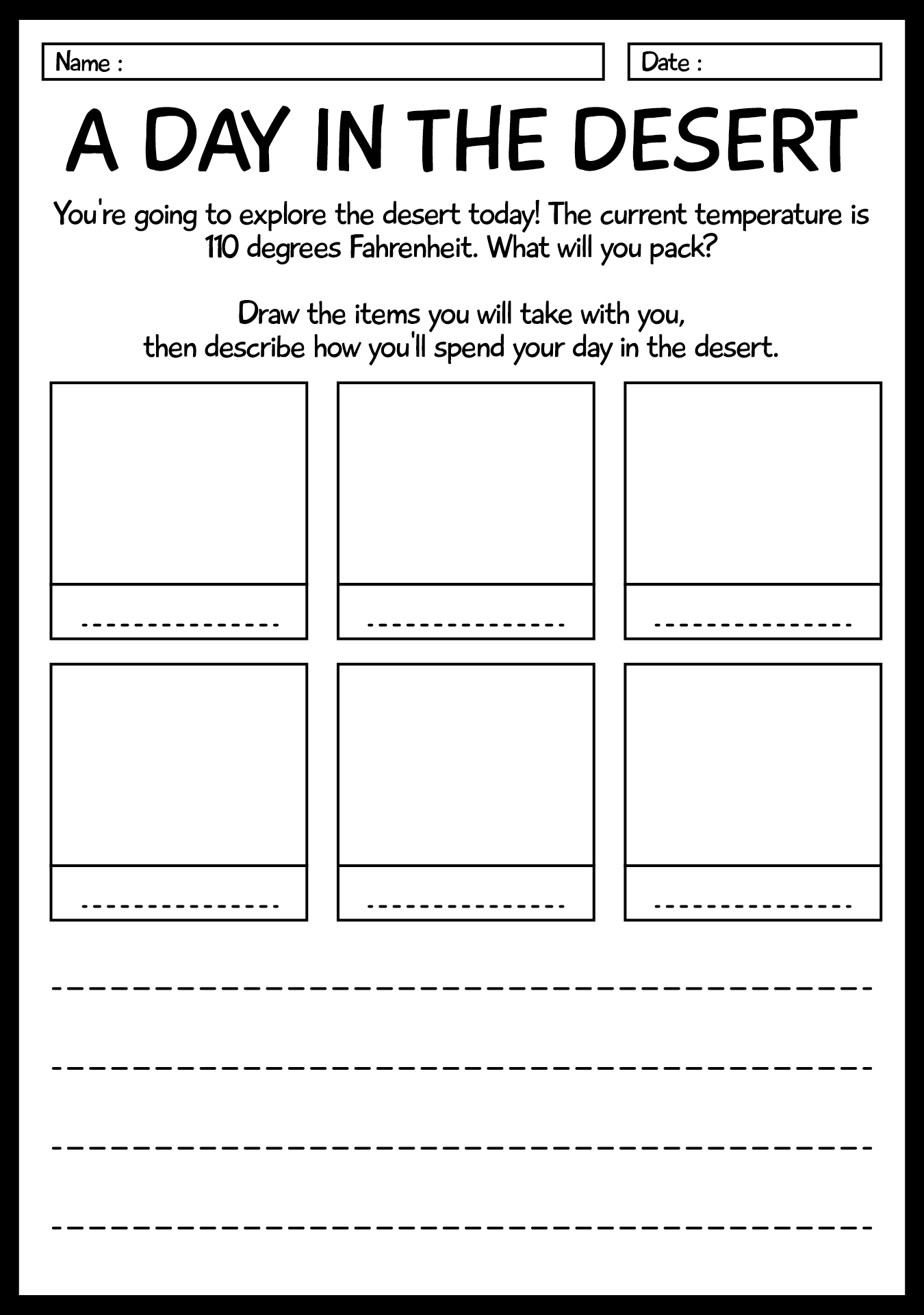 Life in the Desert Worksheets for First Grade