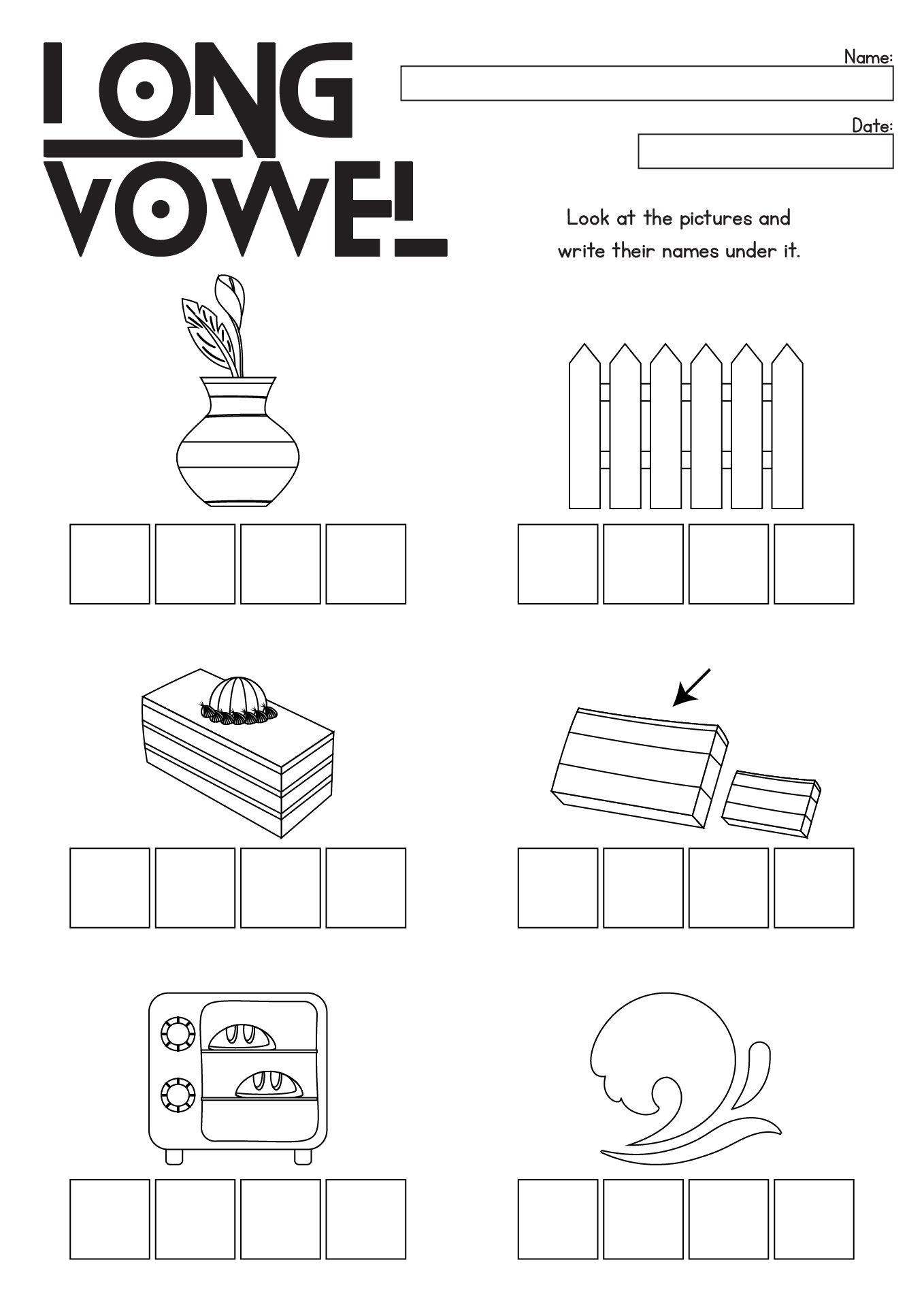 Long Vowel CVCE Worksheets For First Grade Students